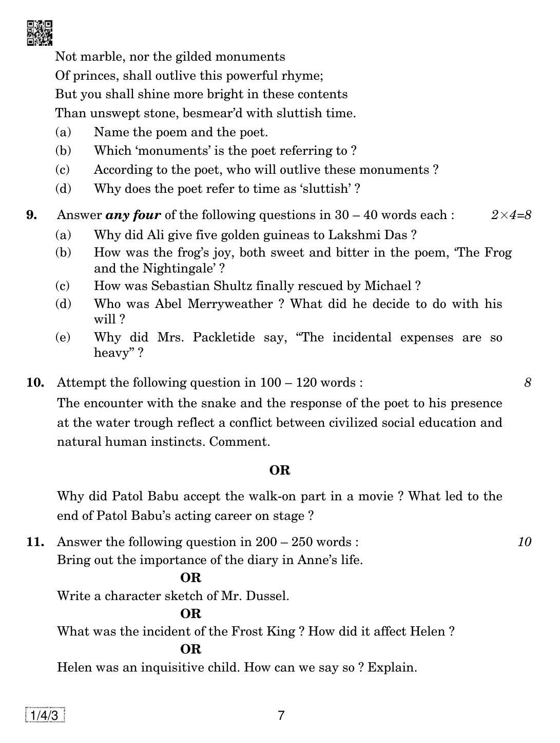 CBSE Class 10 1-4-3 ENGLISH COMMUNICATIVE 2019 Question Paper - Page 7