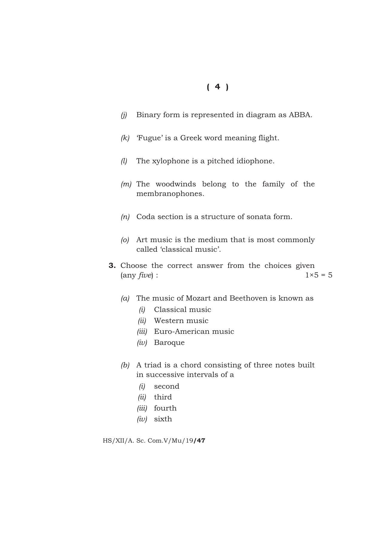 Meghalaya Board (MBOSE) Class 12 MUSIC 2019 Question Paper - Page 4