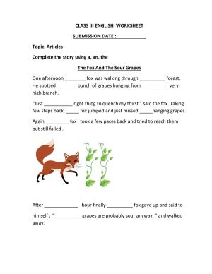 Worksheet for Class 3 English Articles Assignment
