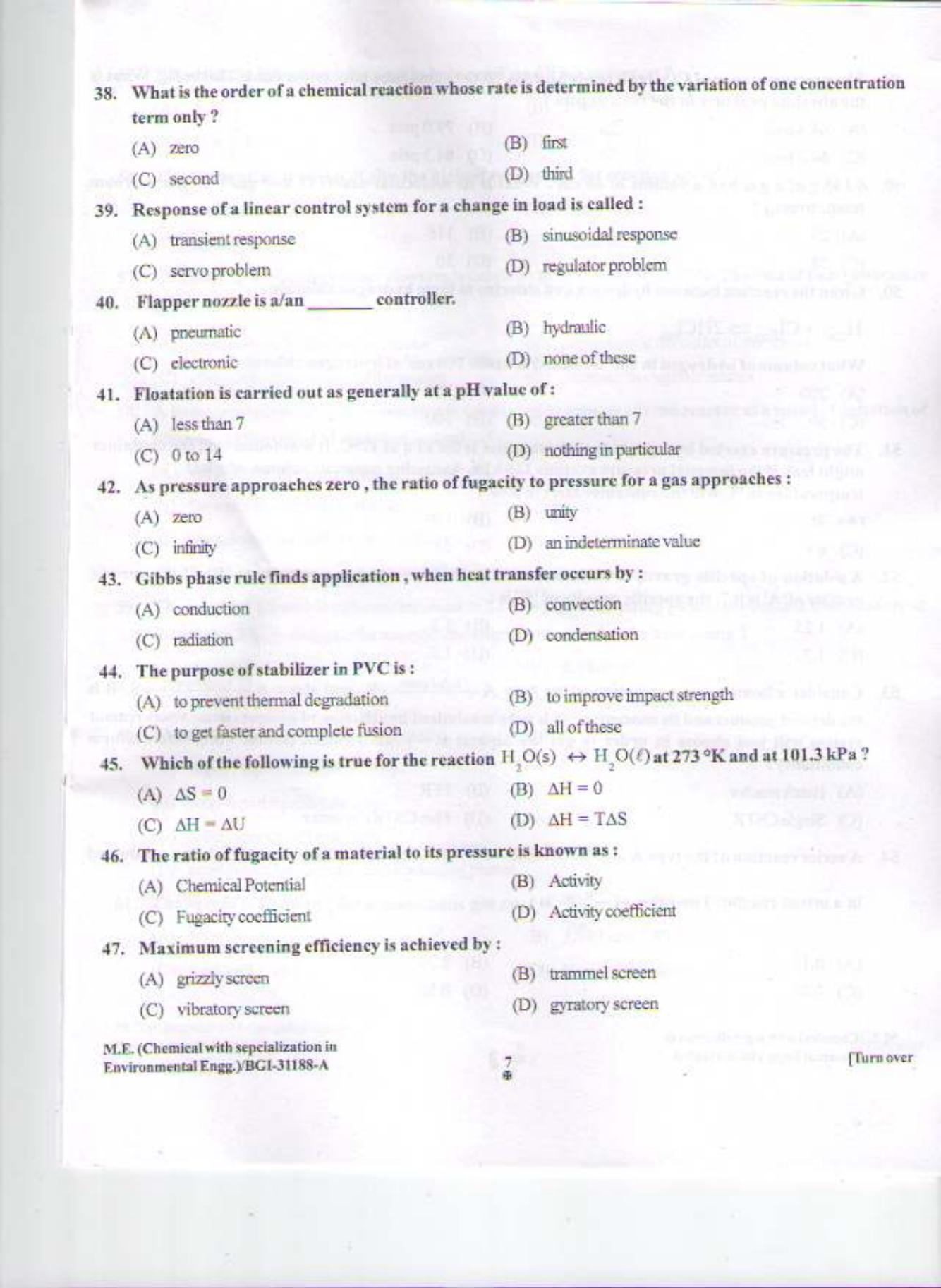 PU CET PG 2015: M.E. (Chemical with specialization in Environmental Engg.) Question Paper - Page 6