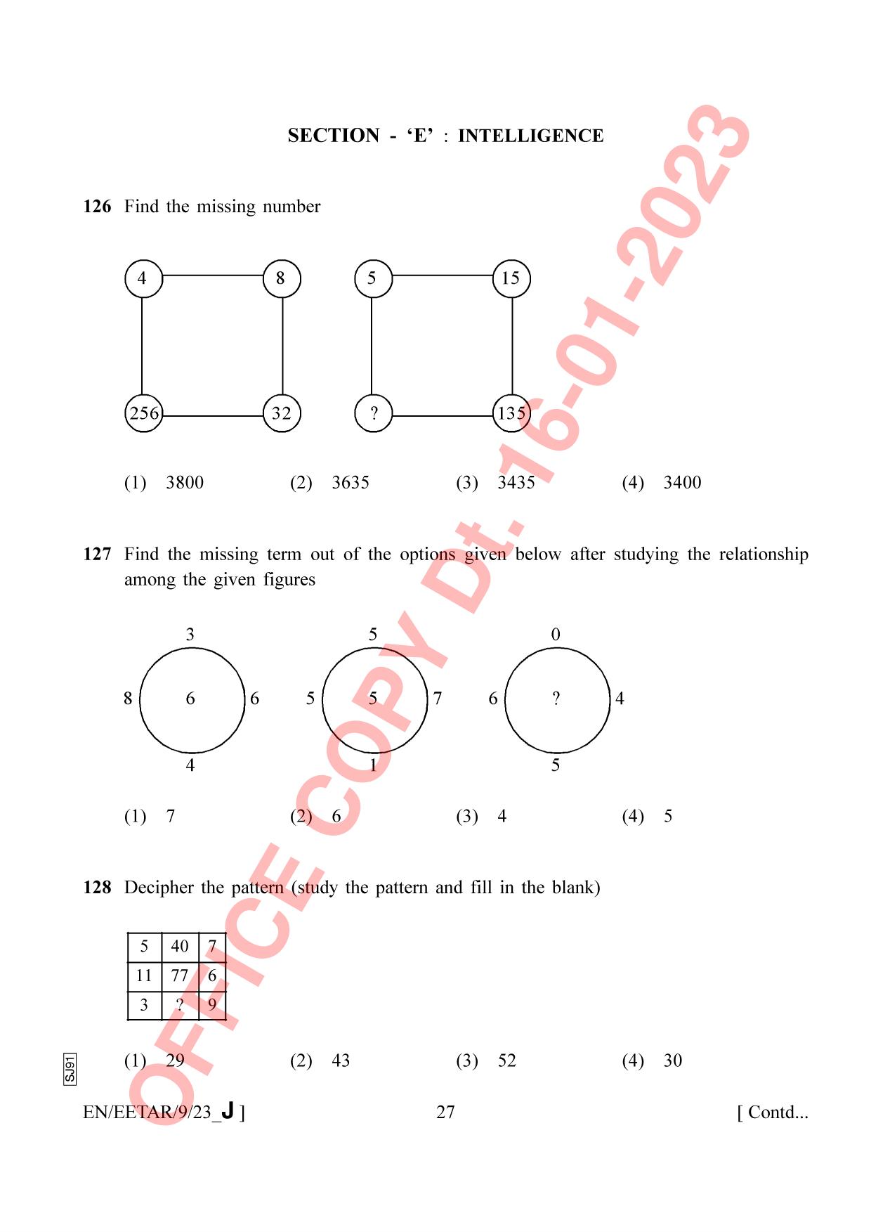 AISSEE Class 9 2023 English Set J Question Paper - Page 27