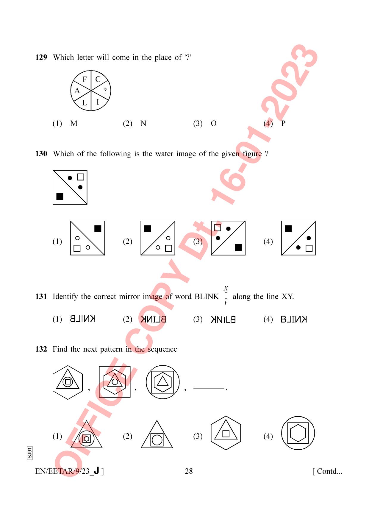 AISSEE Class 9 2023 English Set J Question Paper - Page 28
