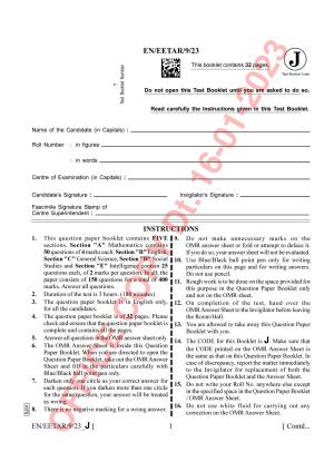 AISSEE Class 9 2023 English Set J Question Paper