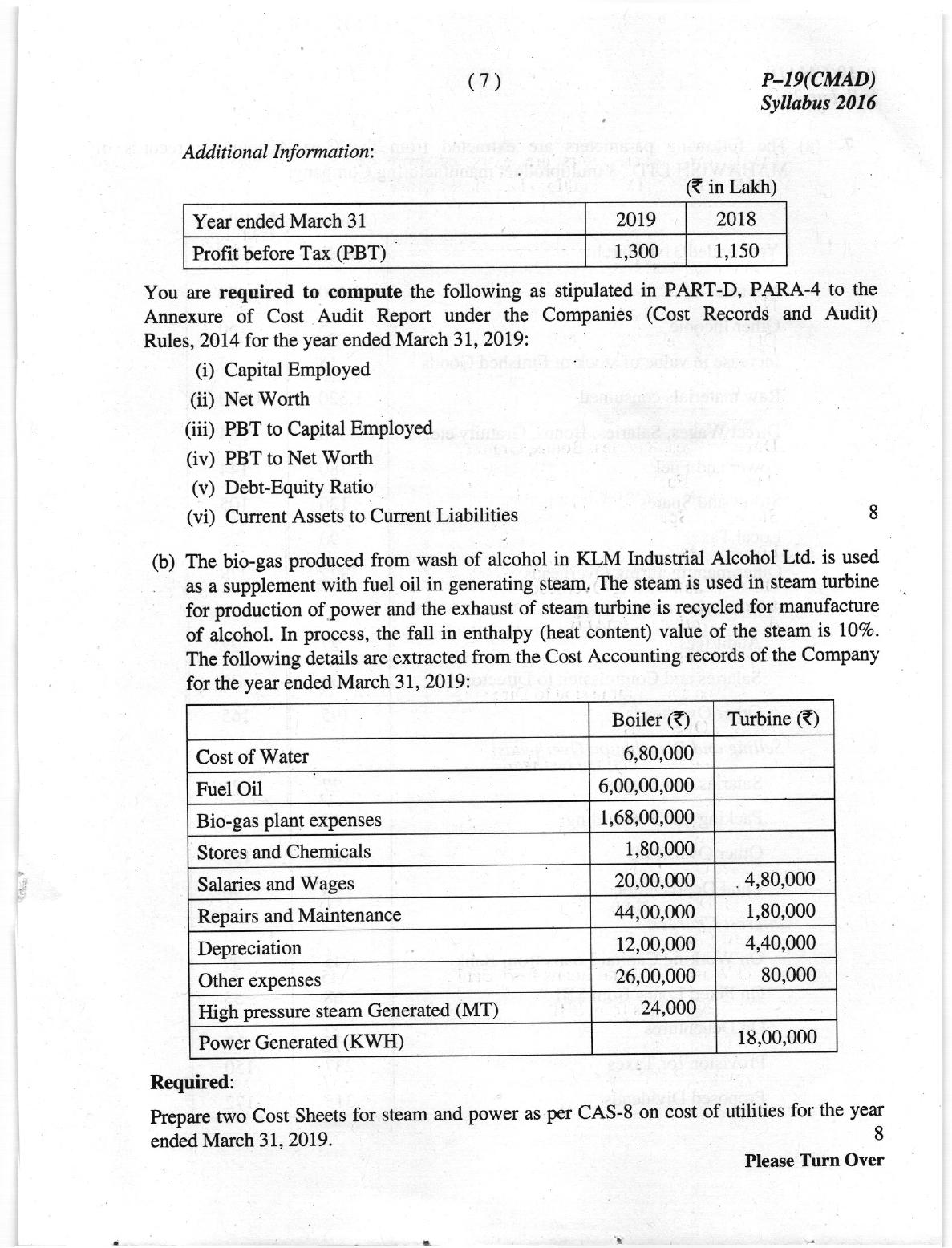 ICMAI June 2019 Cost and Management Audit Question Paper (Final)  - Page 7