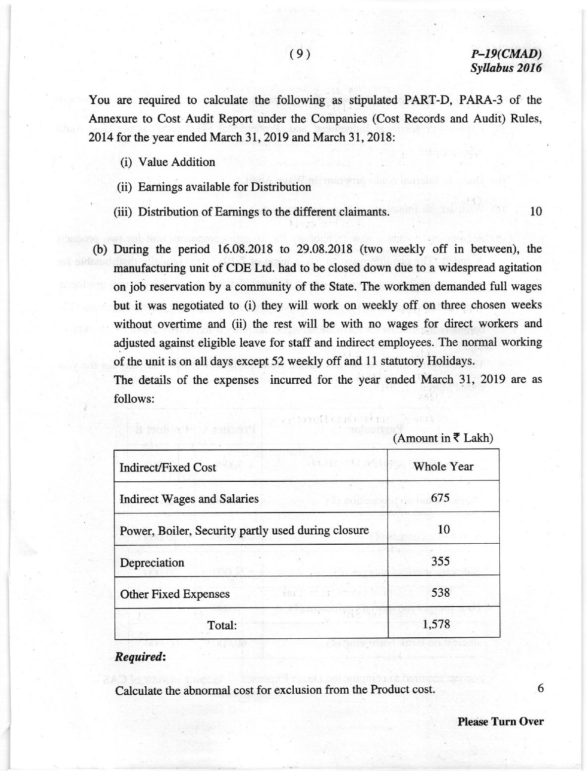 ICMAI June 2019 Cost and Management Audit Question Paper (Final)  - Page 9