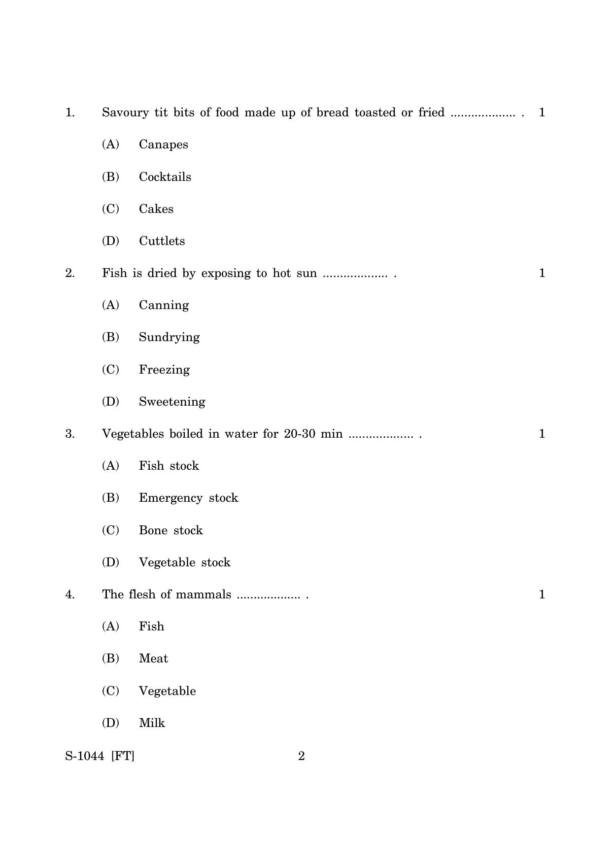 Goa Board Class 10 Cookery (E) (November 2022) Question Paper - Page 2