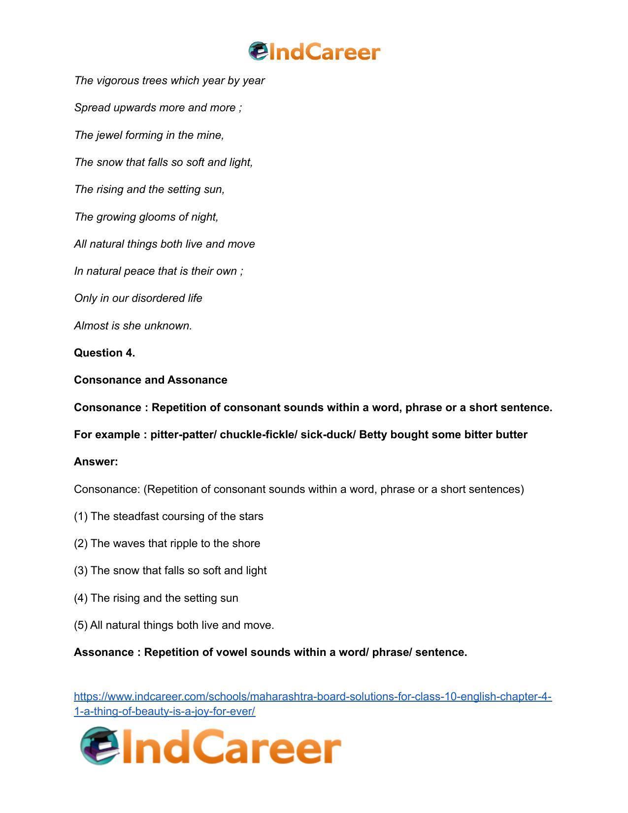 Maharashtra Board Solutions for Class 10- English: Chapter 4.1- A Thing of Beauty is a Joy For Ever - Page 5