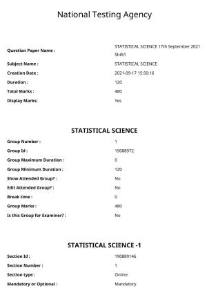 ICAR AIEEA PG 2021 STATISTICAL SCIENCE Question Paper