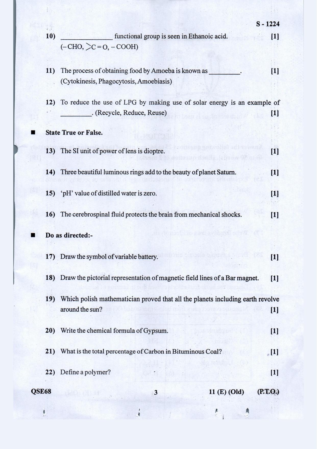 Gujarat Board Class 10th Science Eng. Med. Old May 2021 Question Paper - Page 3
