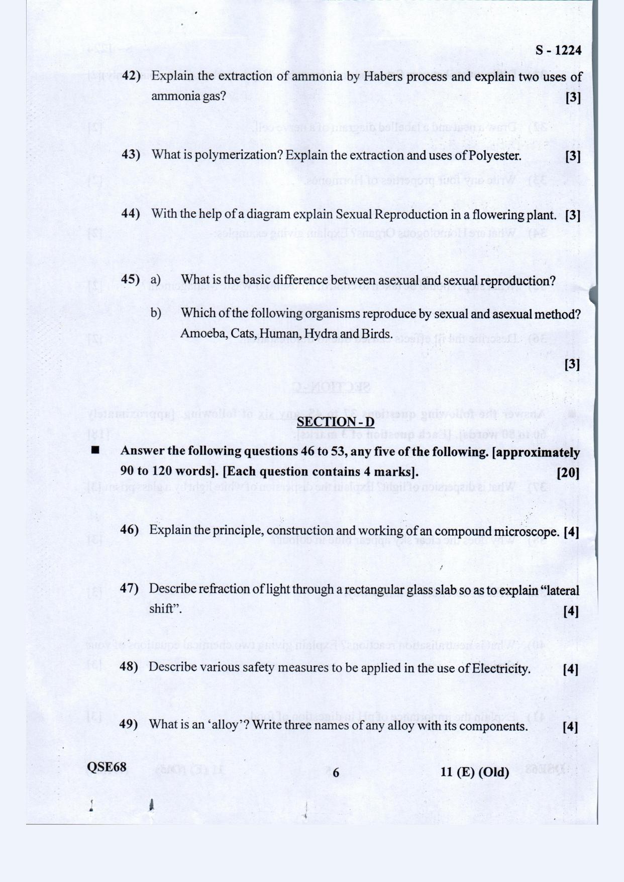 Gujarat Board Class 10th Science Eng. Med. Old May 2021 Question Paper - Page 6