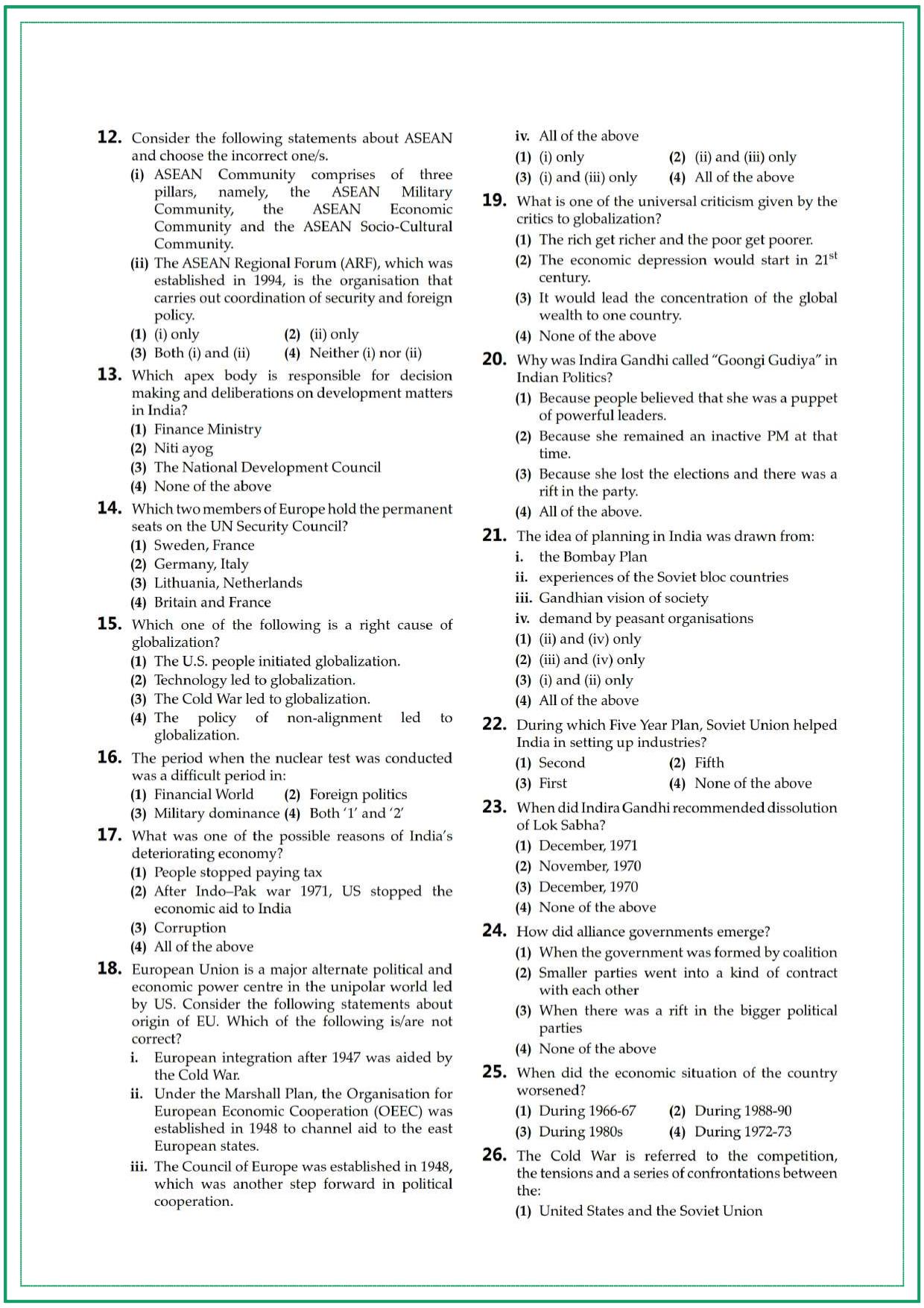 CUET Political Science Sample Paper 2 - Page 2
