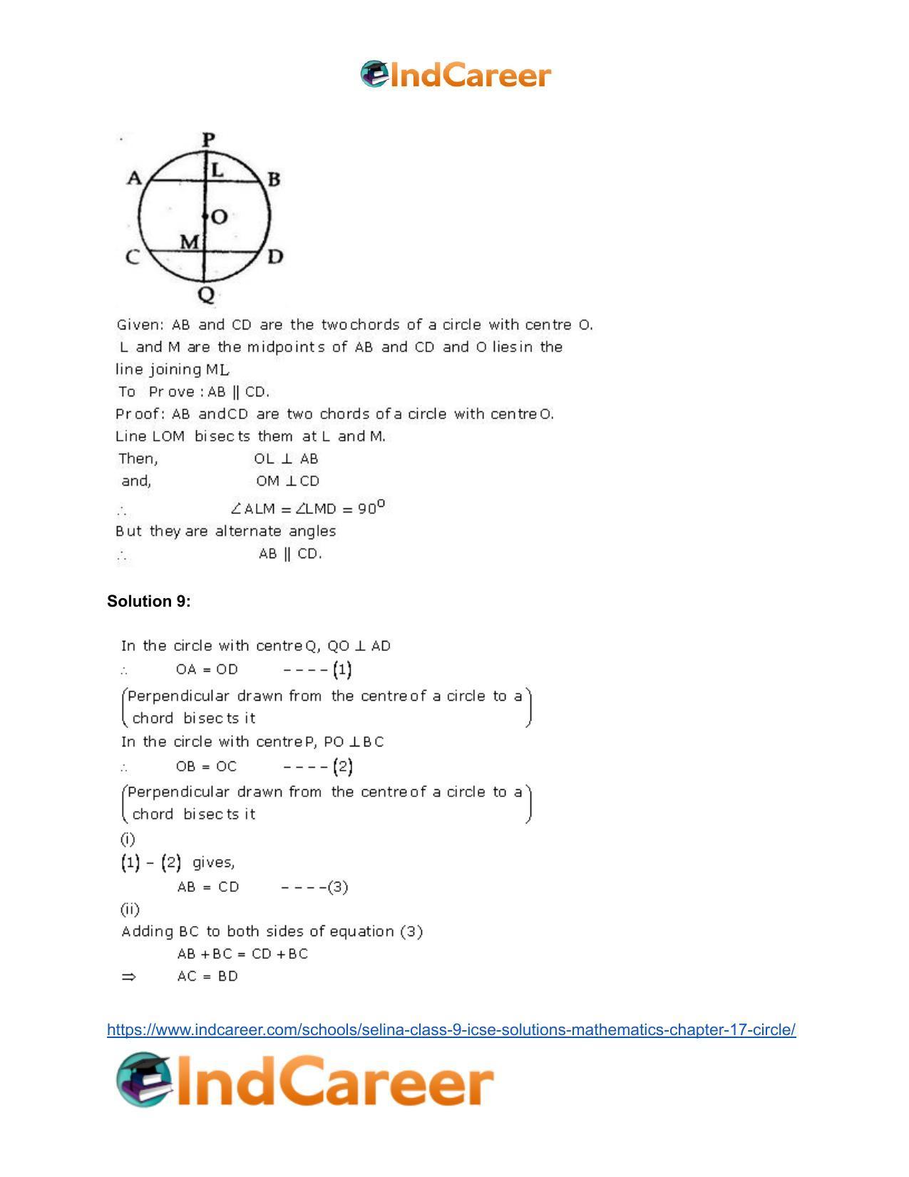 Selina Class 9 ICSE Solutions Mathematics : Chapter 17- Circle - Page 17