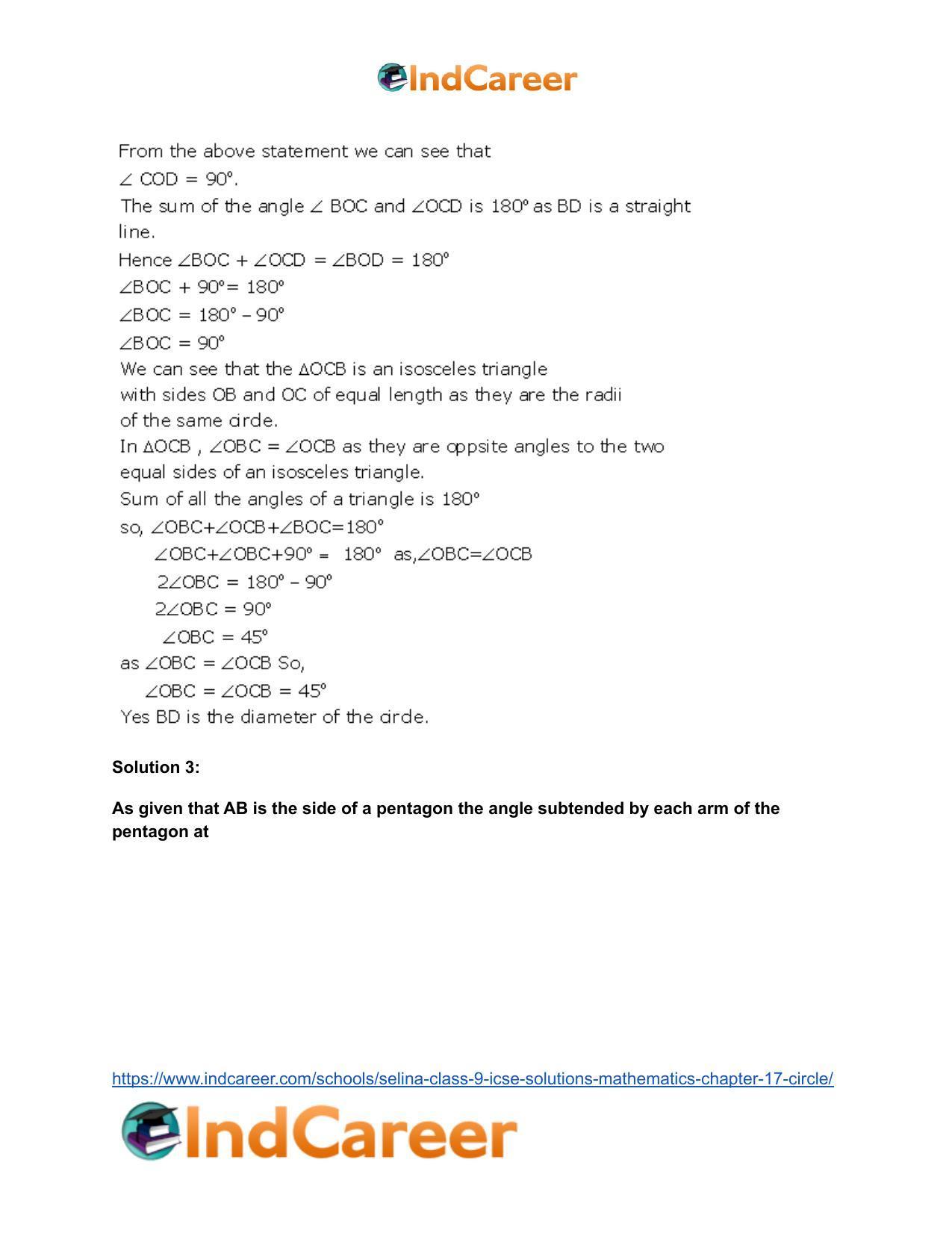 Selina Class 9 ICSE Solutions Mathematics : Chapter 17- Circle - Page 21