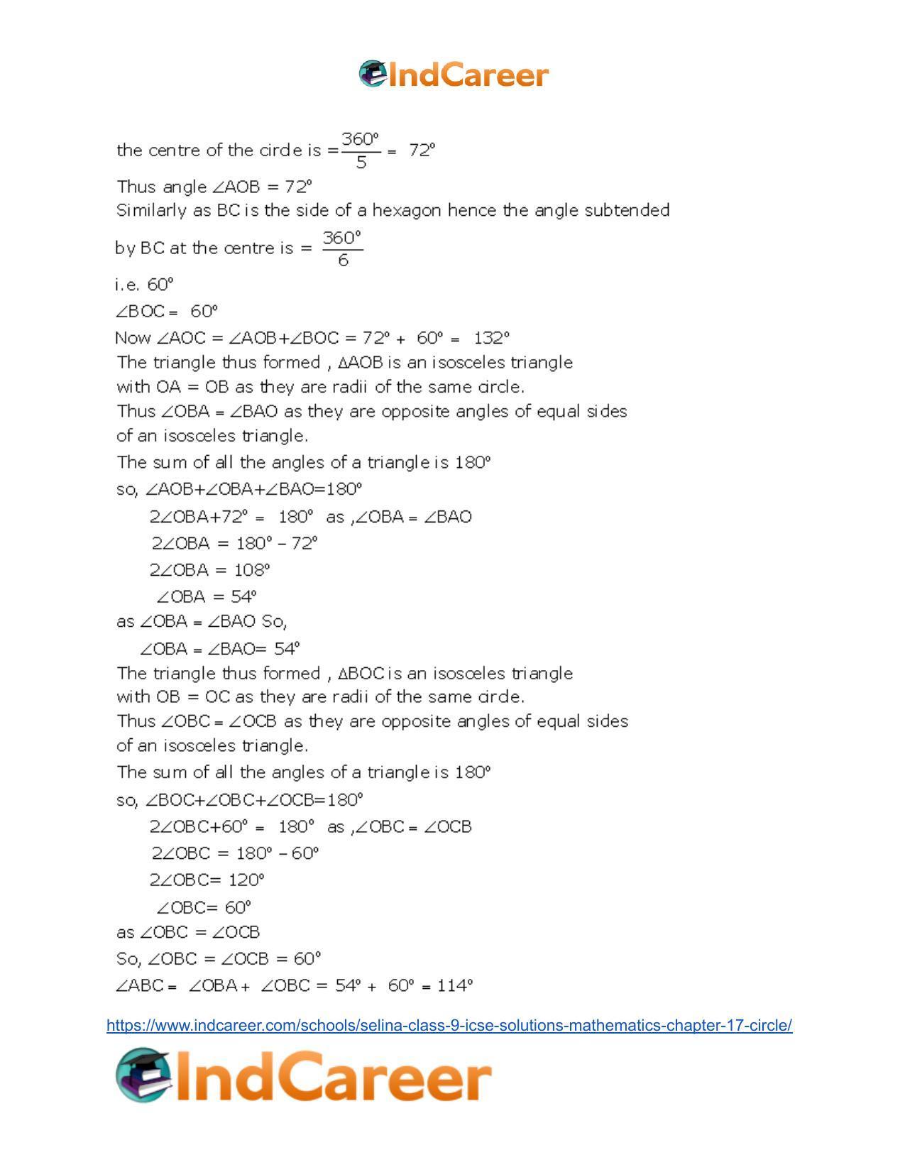 Selina Class 9 ICSE Solutions Mathematics : Chapter 17- Circle - Page 22