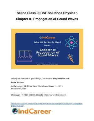 Selina Class 9 ICSE Solutions Physics : Chapter 8- Propagation of Sound Waves