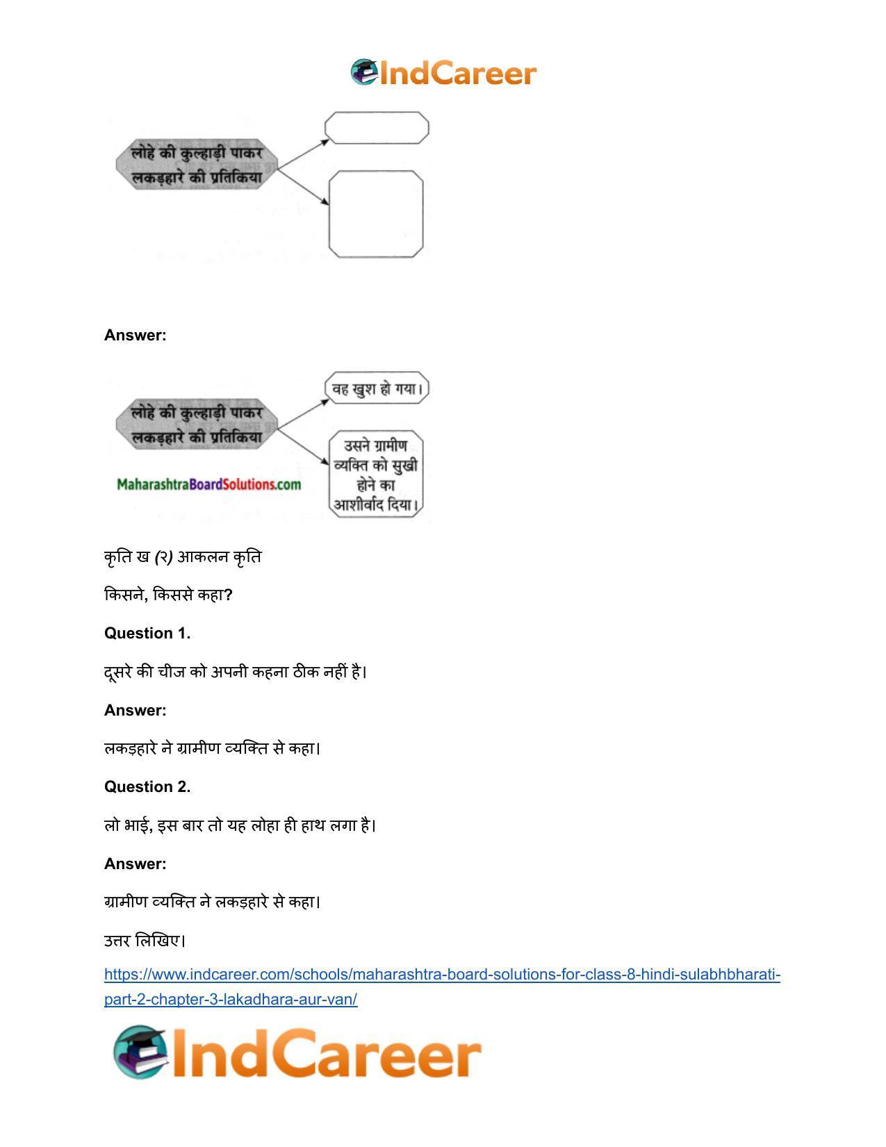 Maharashtra Board Solutions for Class 8- Hindi Sulabhbharati (Part 2): Chapter 3- लकड़हारा और वन - Page 10
