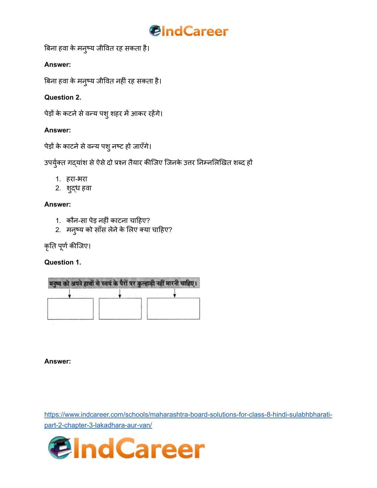 Maharashtra Board Solutions for Class 8- Hindi Sulabhbharati (Part 2): Chapter 3- लकड़हारा और वन - Page 18