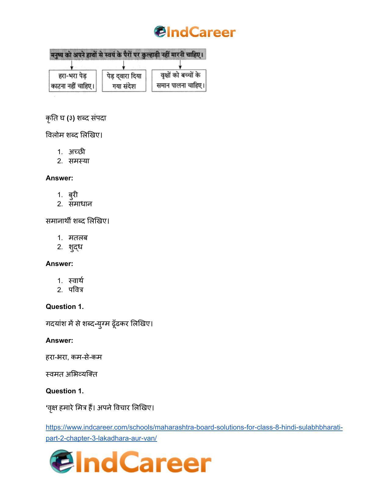 Maharashtra Board Solutions for Class 8- Hindi Sulabhbharati (Part 2): Chapter 3- लकड़हारा और वन - Page 19