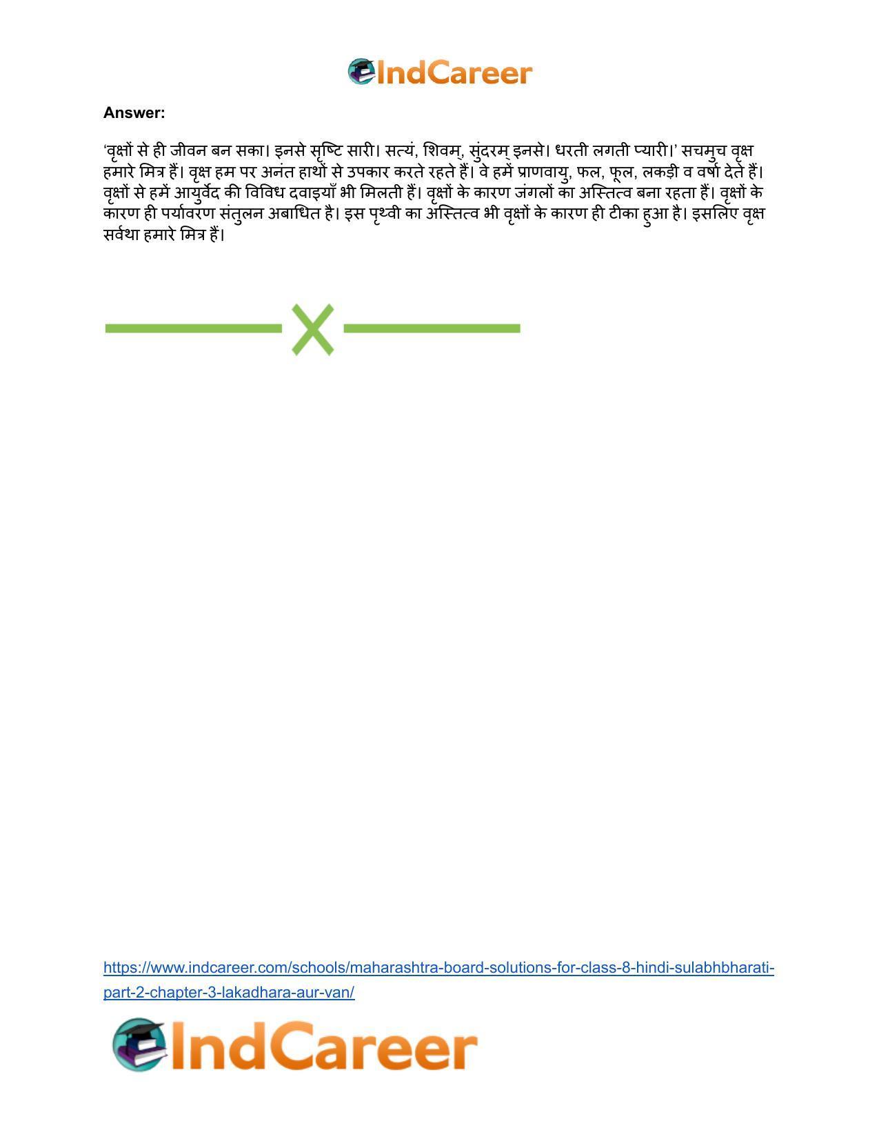 Maharashtra Board Solutions for Class 8- Hindi Sulabhbharati (Part 2): Chapter 3- लकड़हारा और वन - Page 20