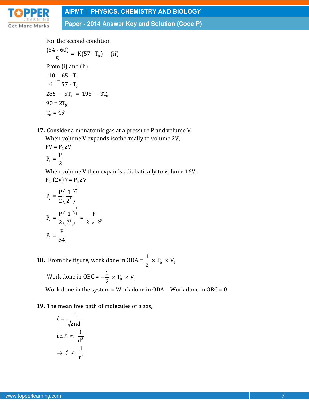 NEET Code P 2014 Answer & Solutions - Page 7