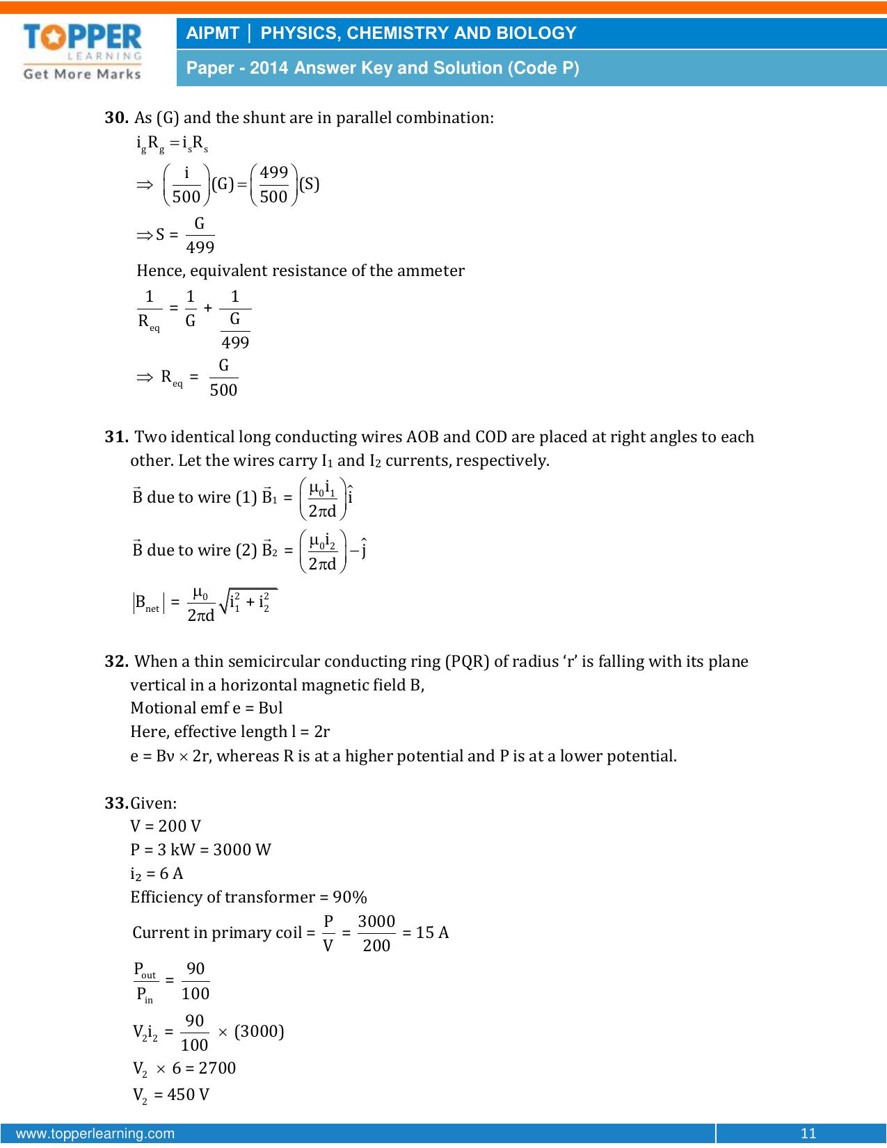 NEET Code P 2014 Answer & Solutions - Page 11