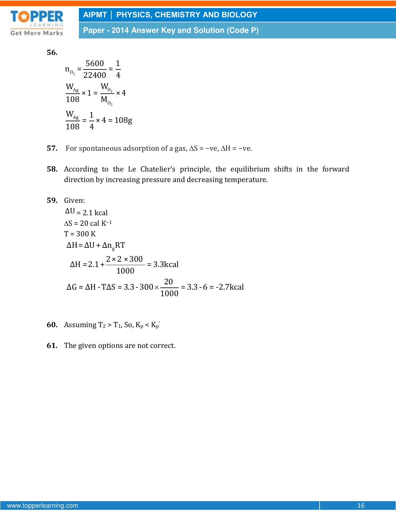 NEET Code P 2014 Answer & Solutions - Page 16