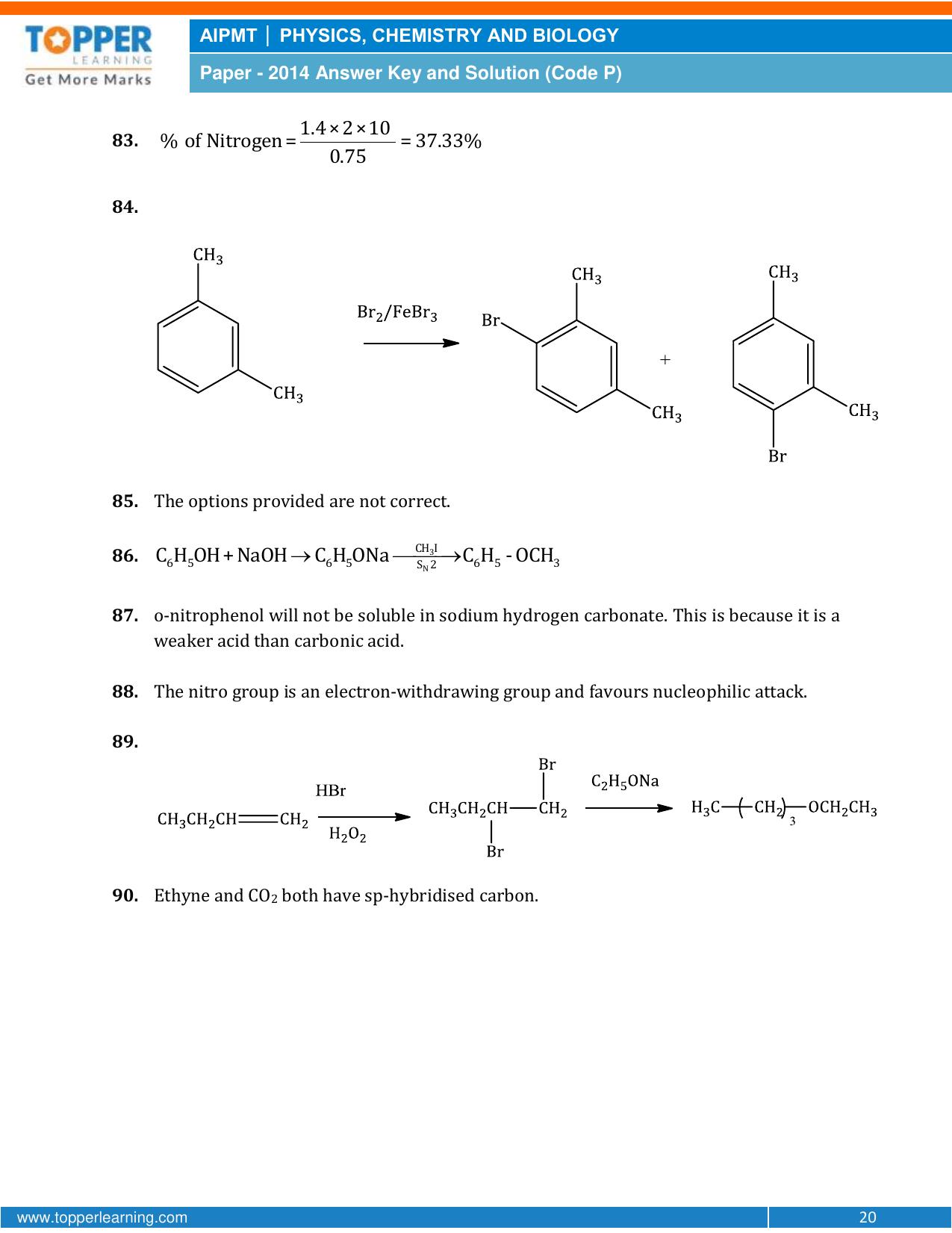 NEET Code P 2014 Answer & Solutions - Page 20