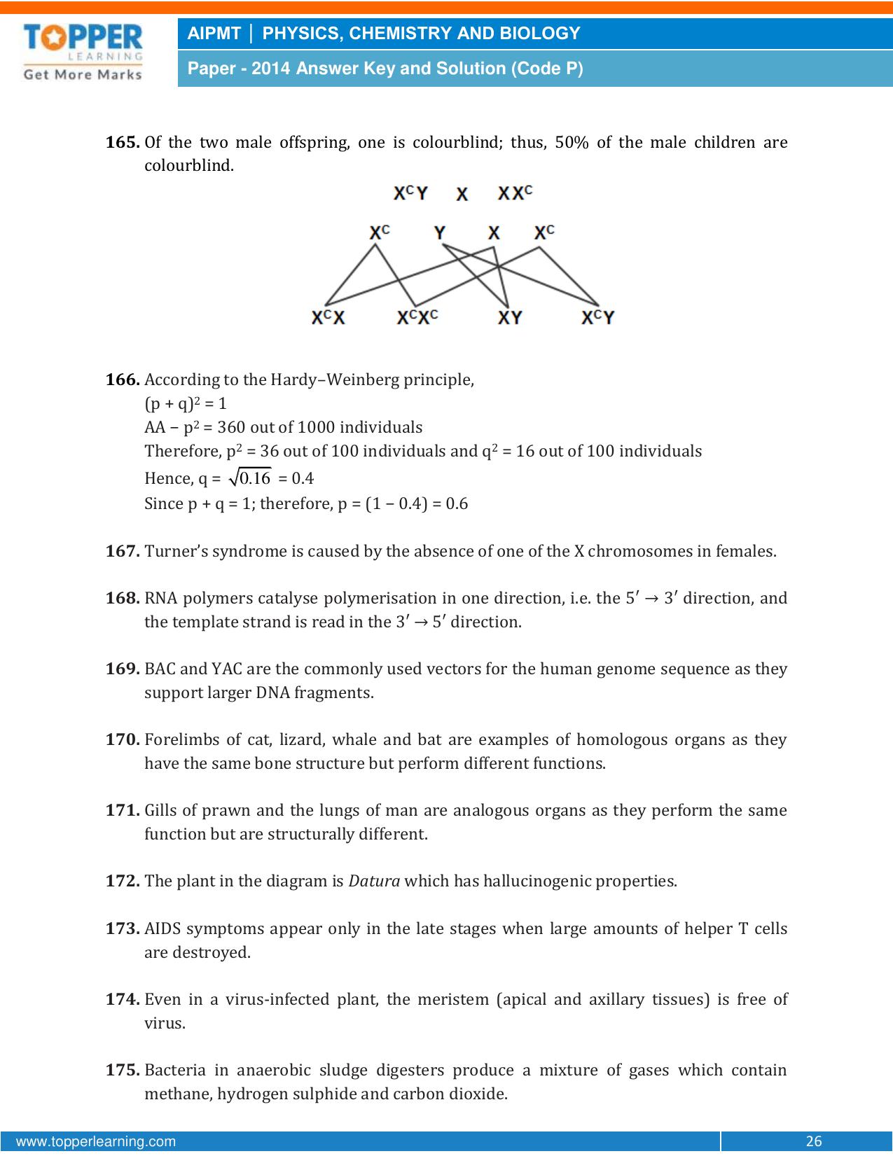 NEET Code P 2014 Answer & Solutions - Page 26