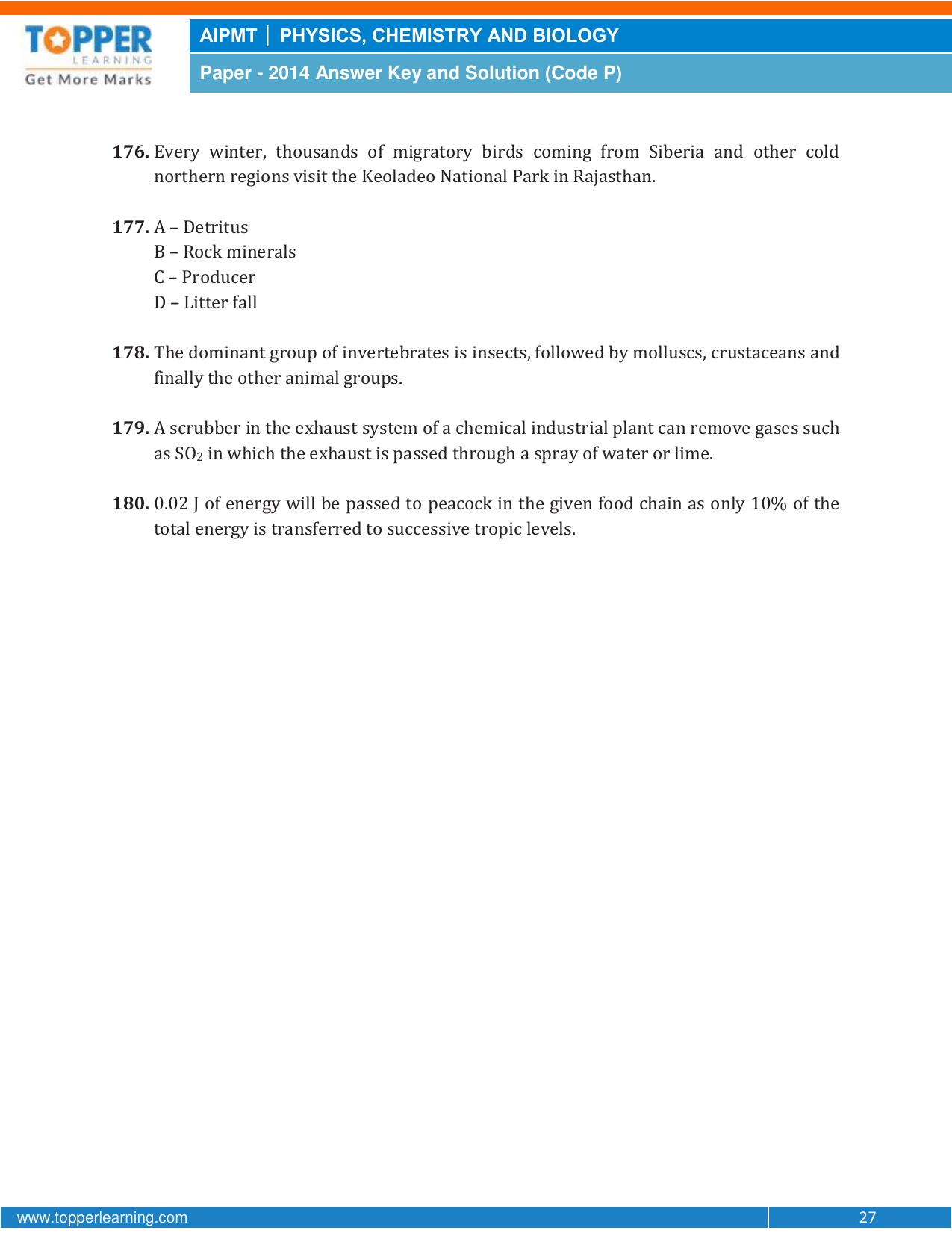 NEET Code P 2014 Answer & Solutions - Page 27
