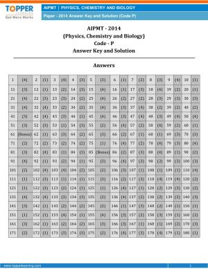 NEET Code P 2014 Answer & Solutions