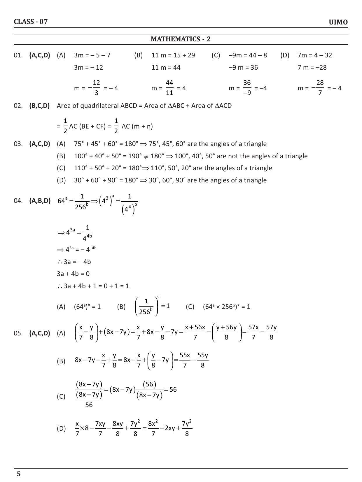UIMO Class 7 2023 Sample Paper  - Page 5