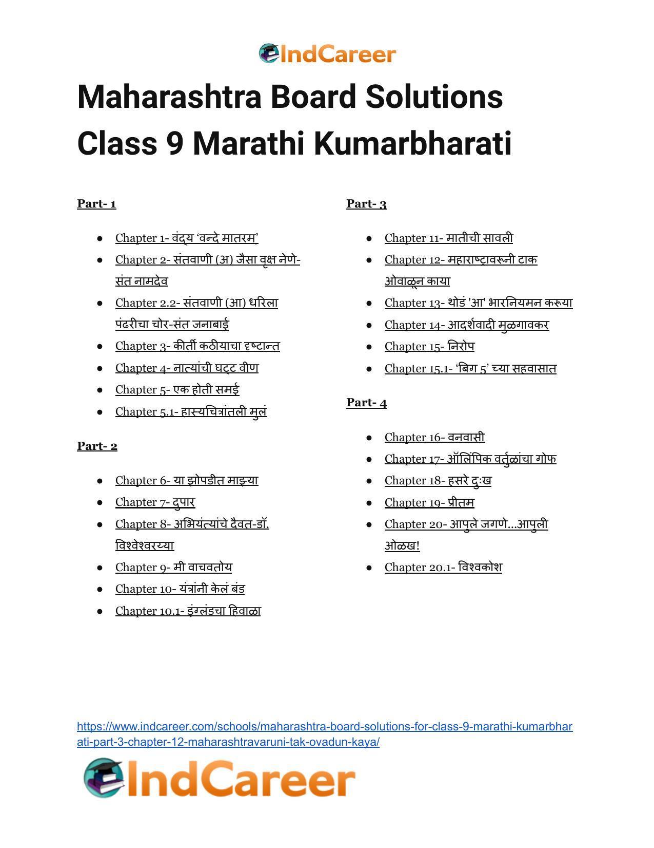 Maharashtra Board Solutions for Class 9- Marathi Kumarbharati (Part- 3): Chapter 12- महाराष्ट्रावरूनी टाक ओवाळून काया - Page 16