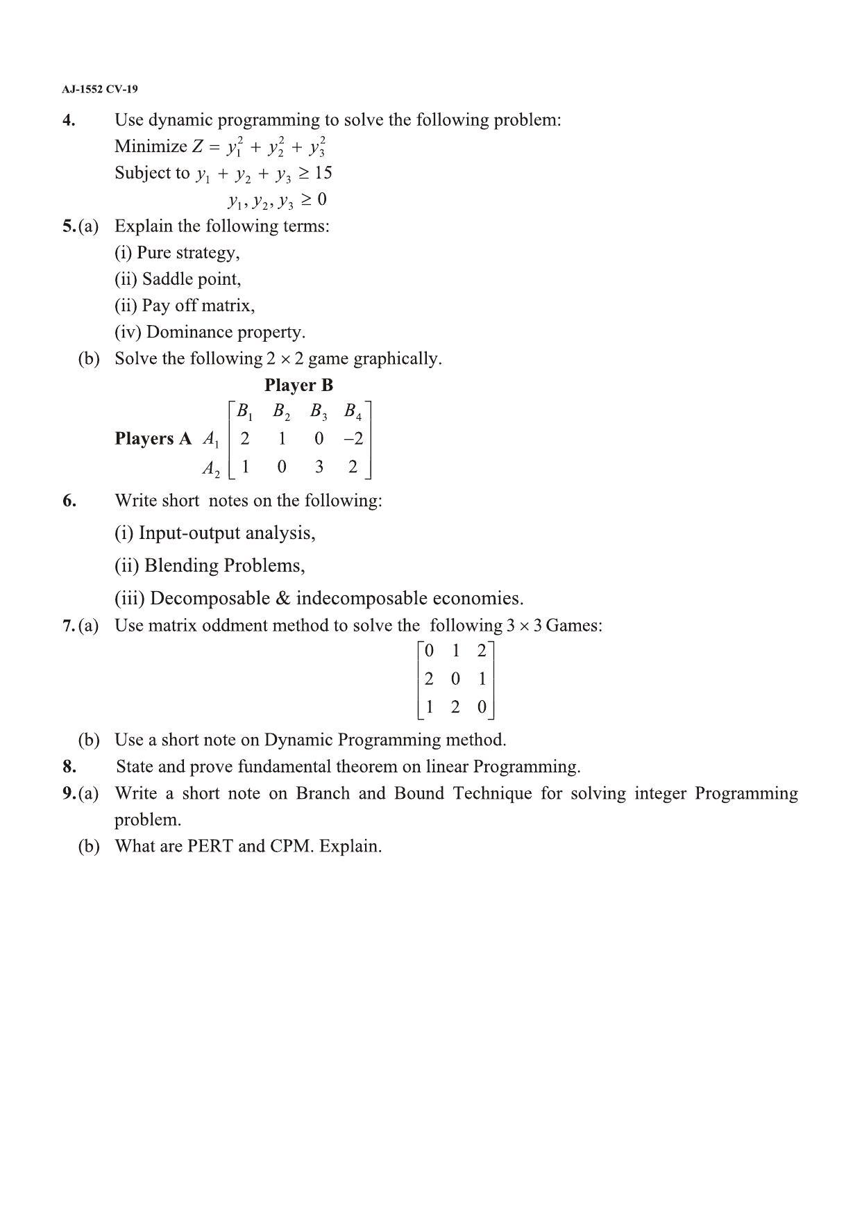 Bilaspur University Question Paper 2021-2022:M.Sc (Final) Mathematics Operations Research paper 1 - Page 2