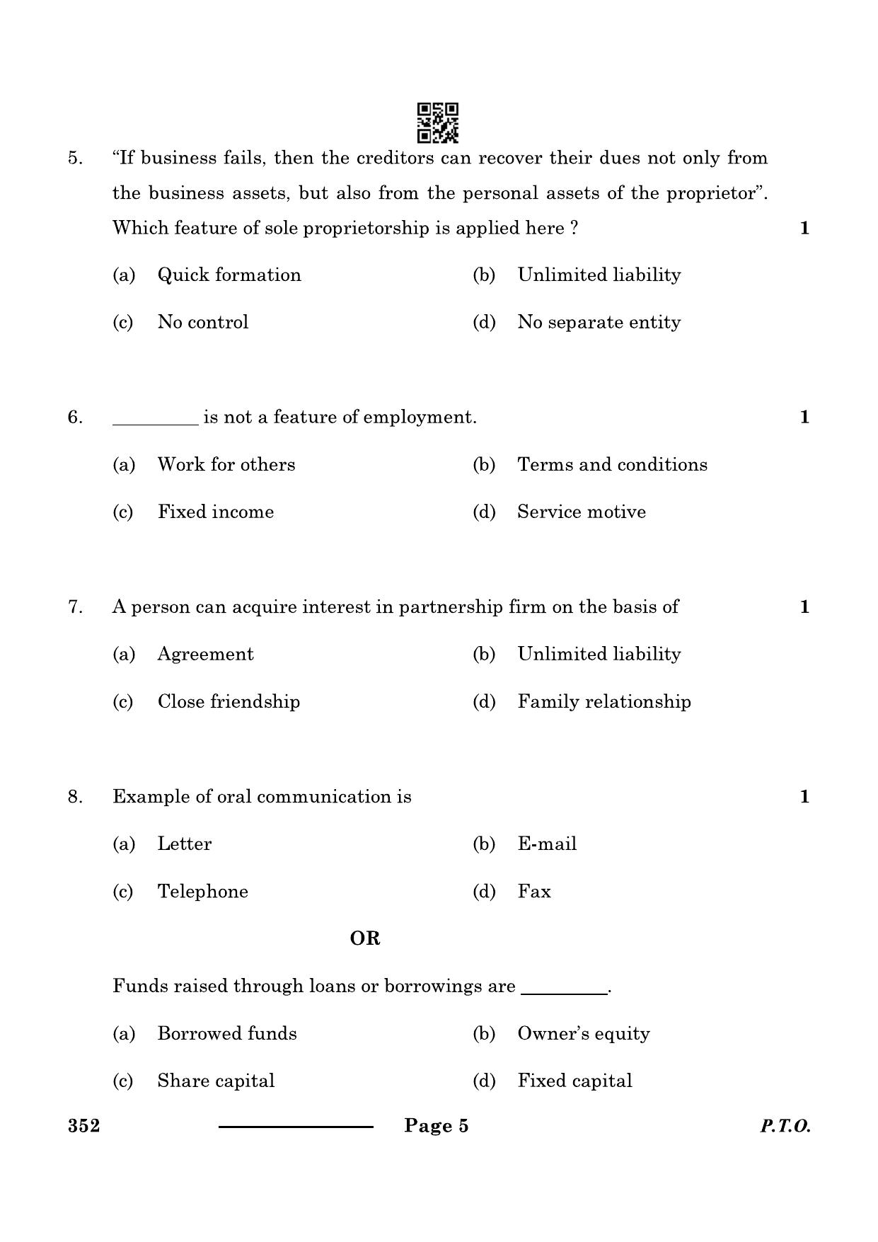 CBSE Class 10 Elements Of Business 2024 Question Paper - Page 5