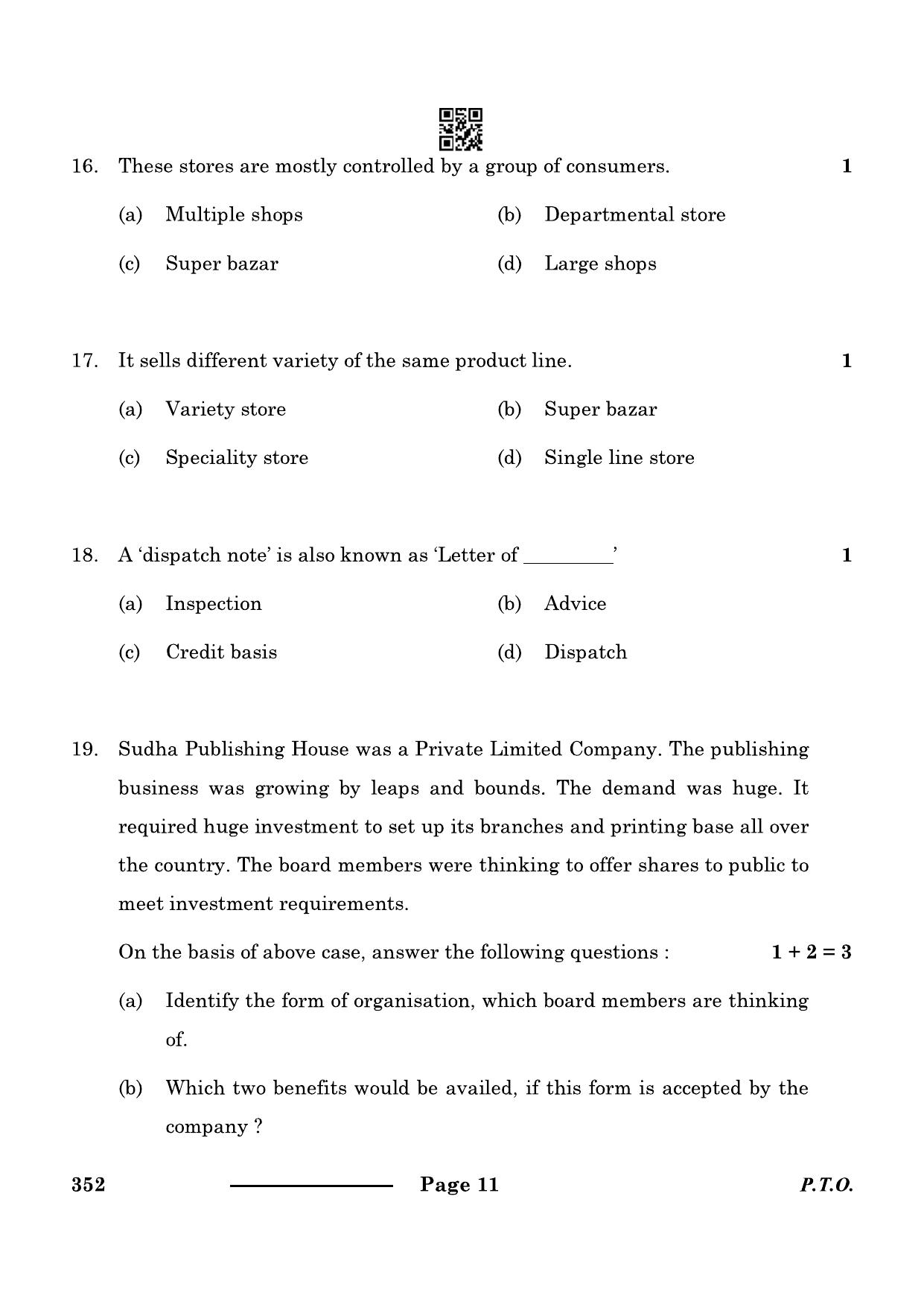 CBSE Class 10 Elements Of Business 2024 Question Paper - Page 11