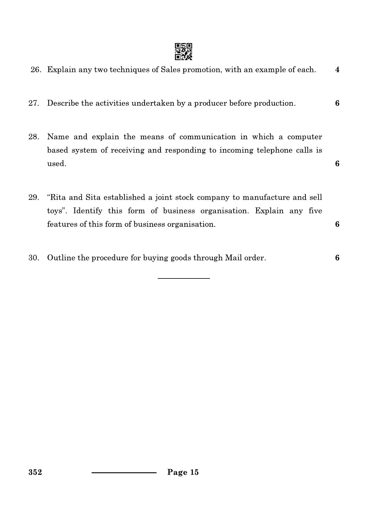 CBSE Class 10 Elements Of Business 2024 Question Paper - Page 15