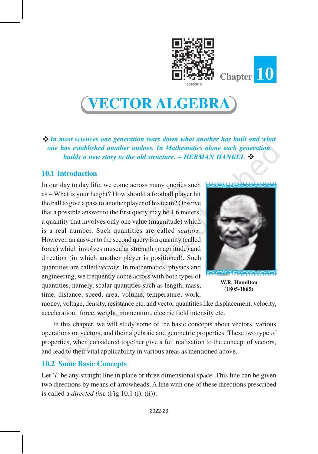 NCERT Book for Class 12 Maths Chapter 10 Vector Algebra - Page 1