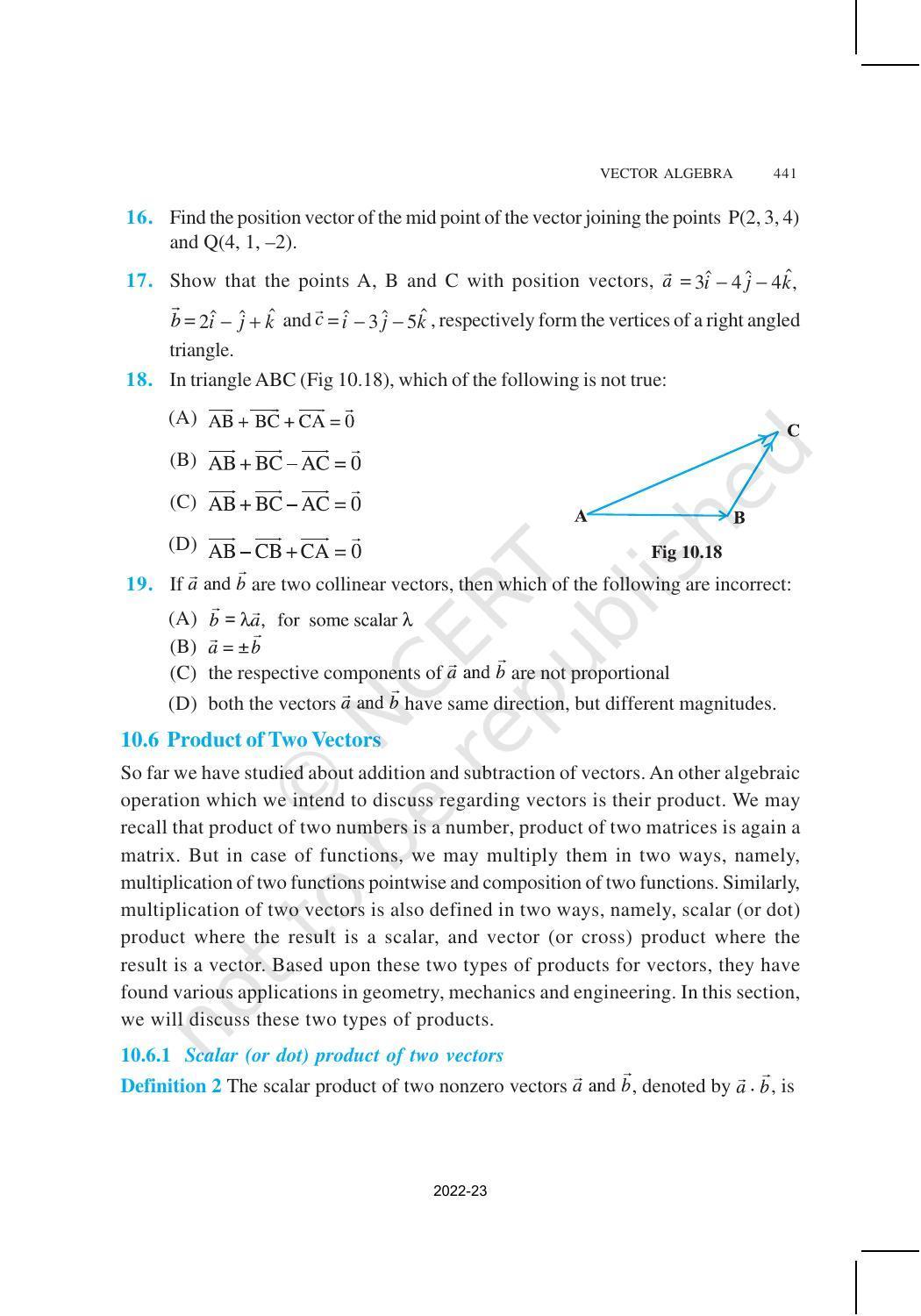 NCERT Book for Class 12 Maths Chapter 10 Vector Algebra - Page 18