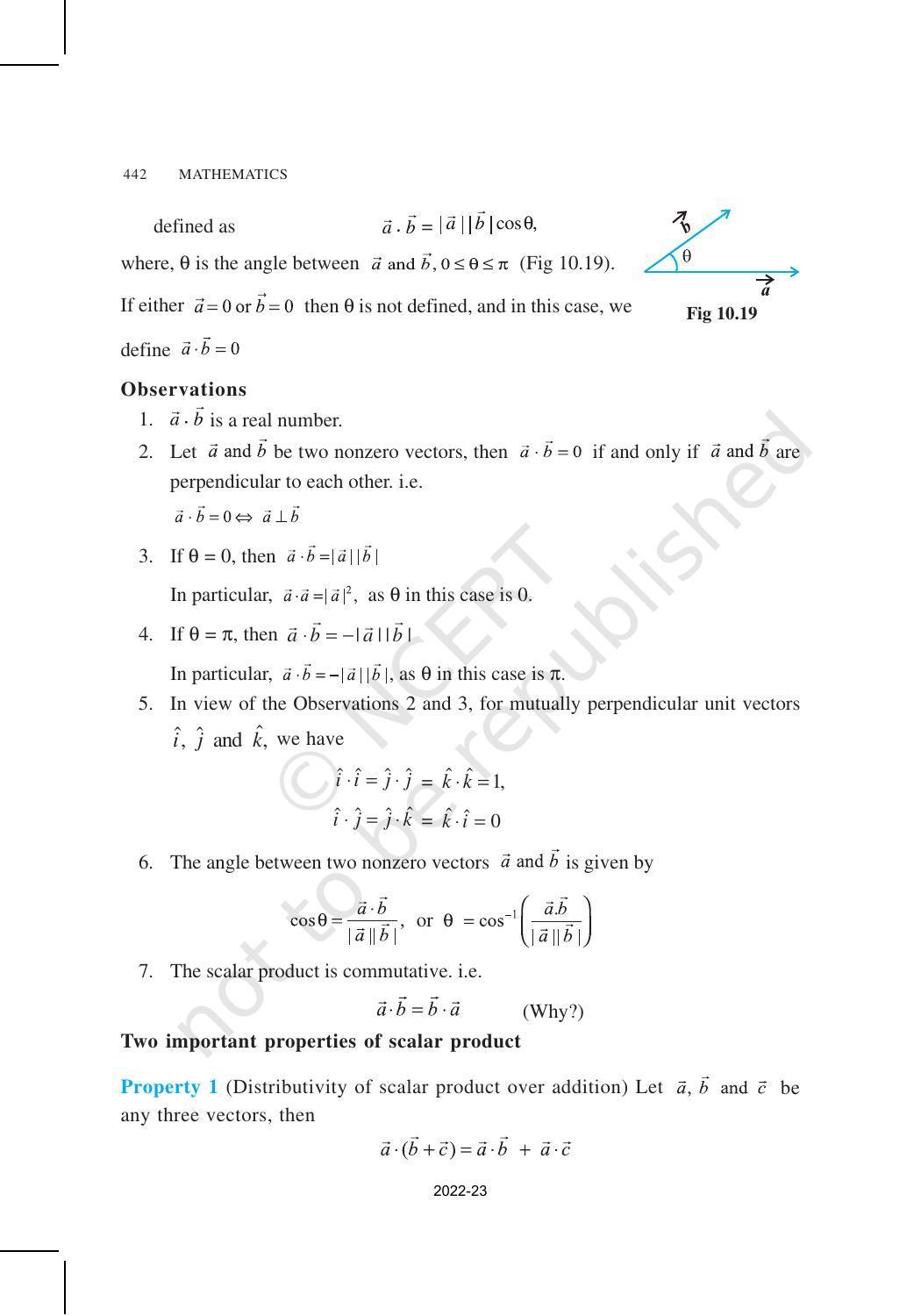 NCERT Book for Class 12 Maths Chapter 10 Vector Algebra - Page 19