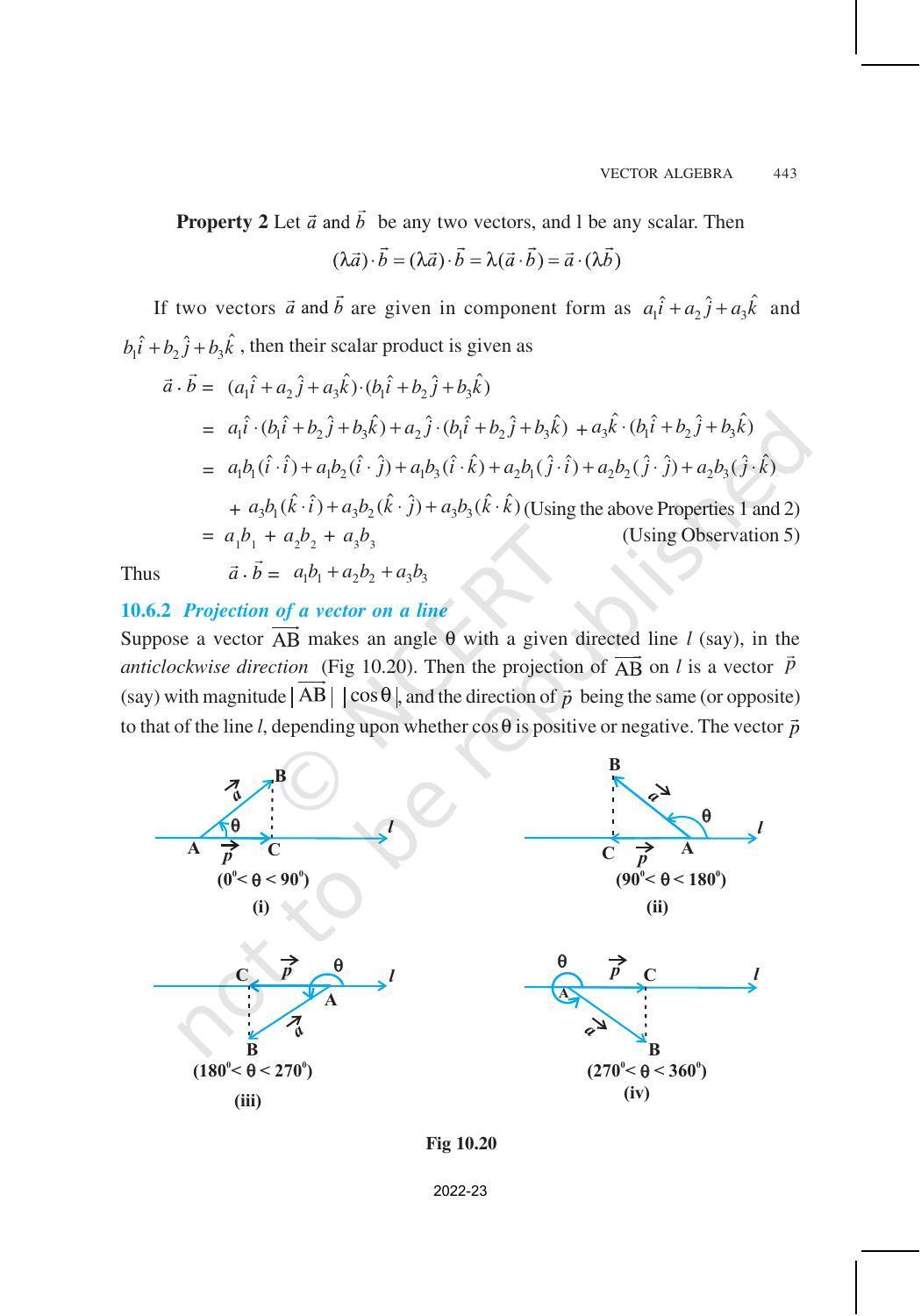 NCERT Book for Class 12 Maths Chapter 10 Vector Algebra - Page 20