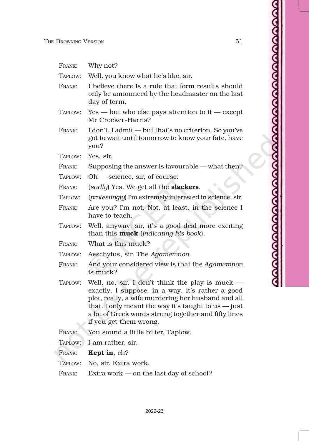 NCERT Book for Class 11 English Hornbill Chapter 6 The Browning Version - Page 2