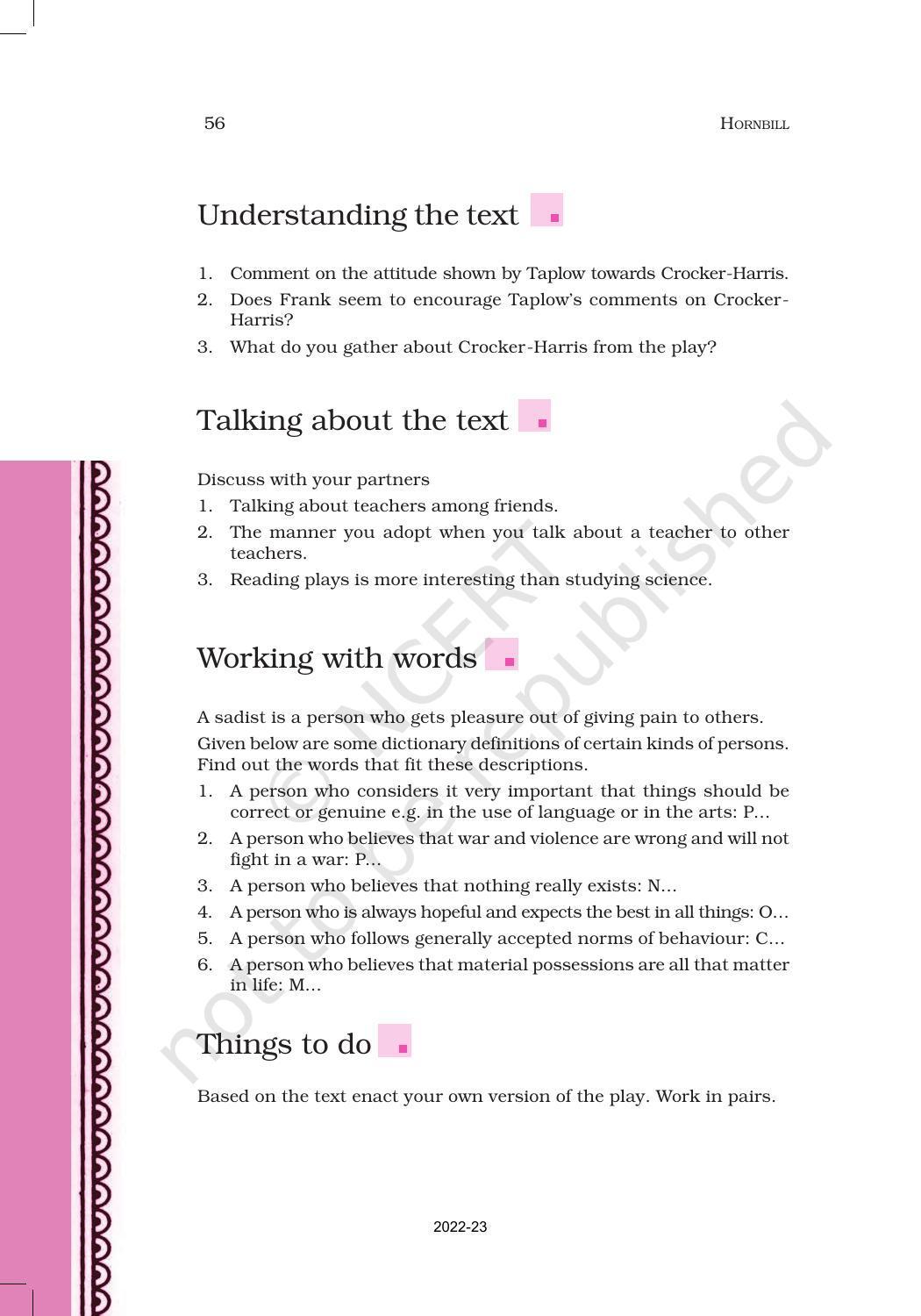 NCERT Book for Class 11 English Hornbill Chapter 6 The Browning Version - Page 7