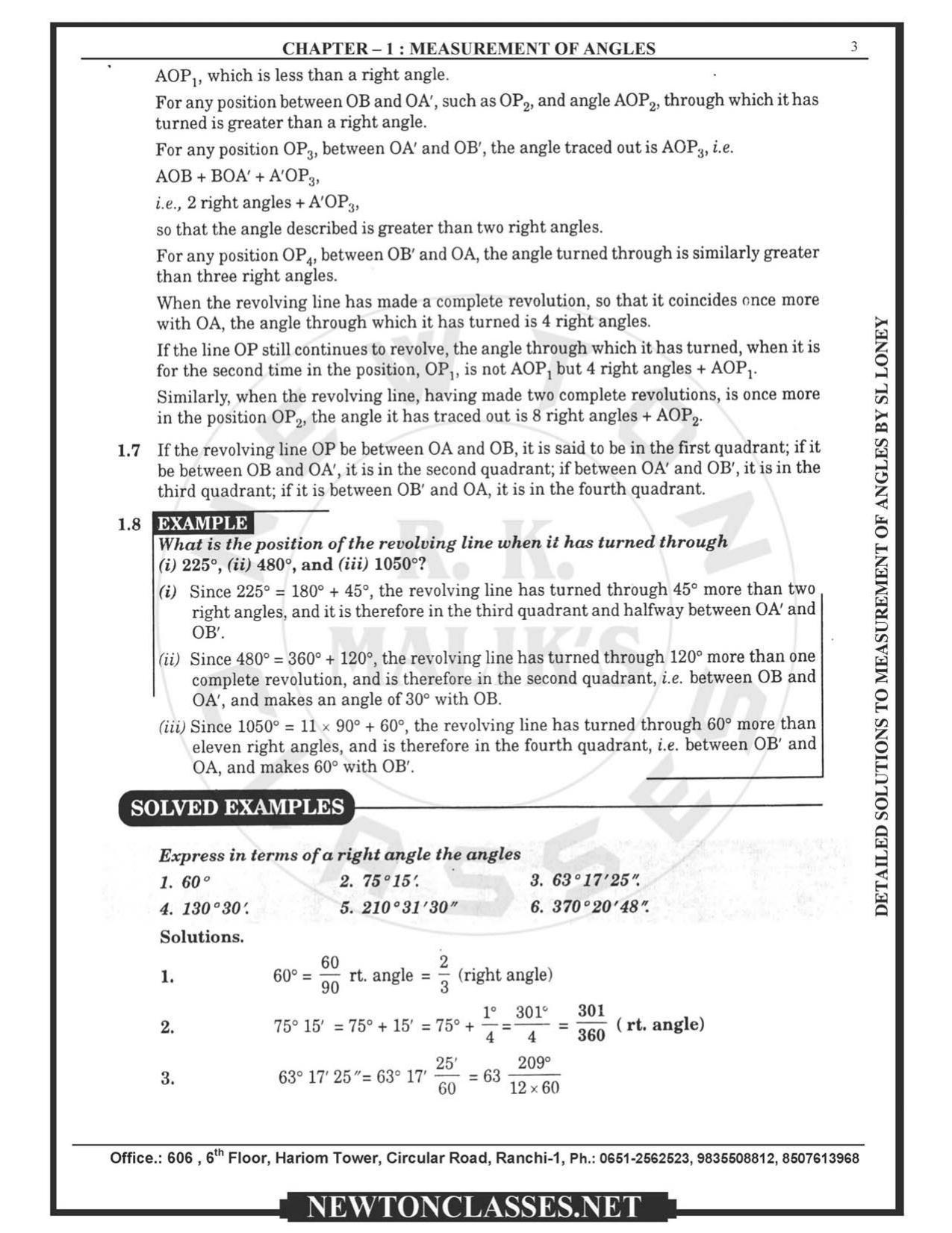 SL Loney Plane Trigonometry Solutions: Measurement of Angles - Page 3