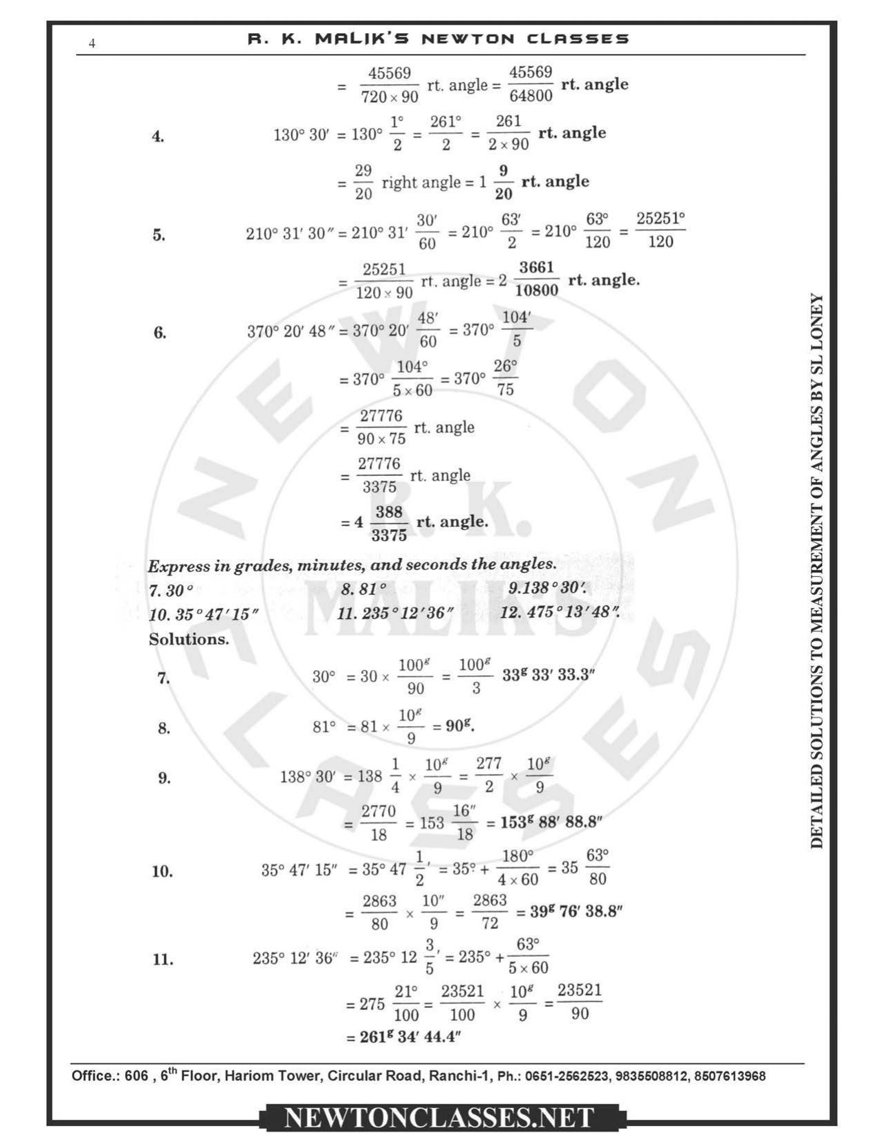 SL Loney Plane Trigonometry Solutions: Measurement of Angles - Page 4