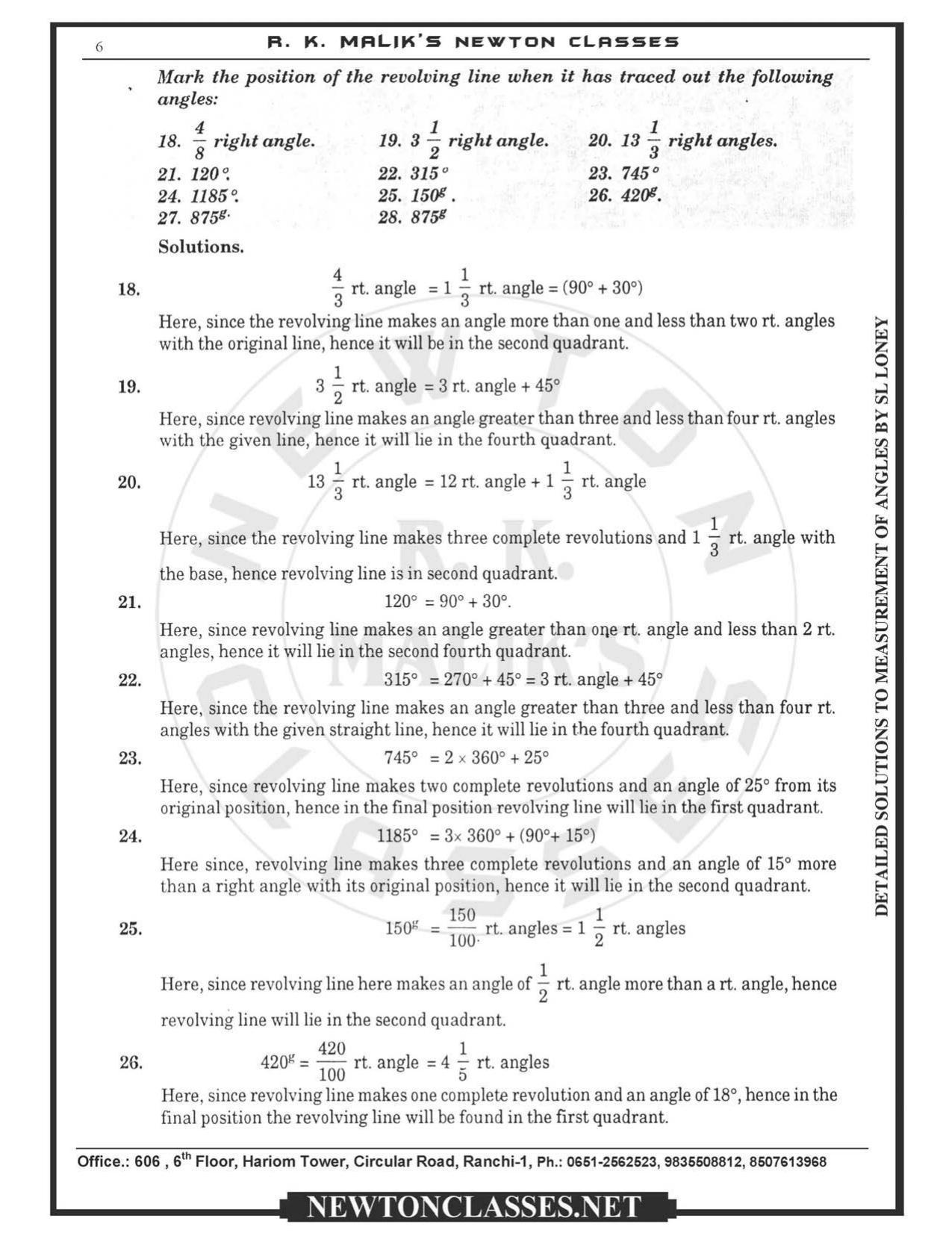 SL Loney Plane Trigonometry Solutions: Measurement of Angles - Page 6