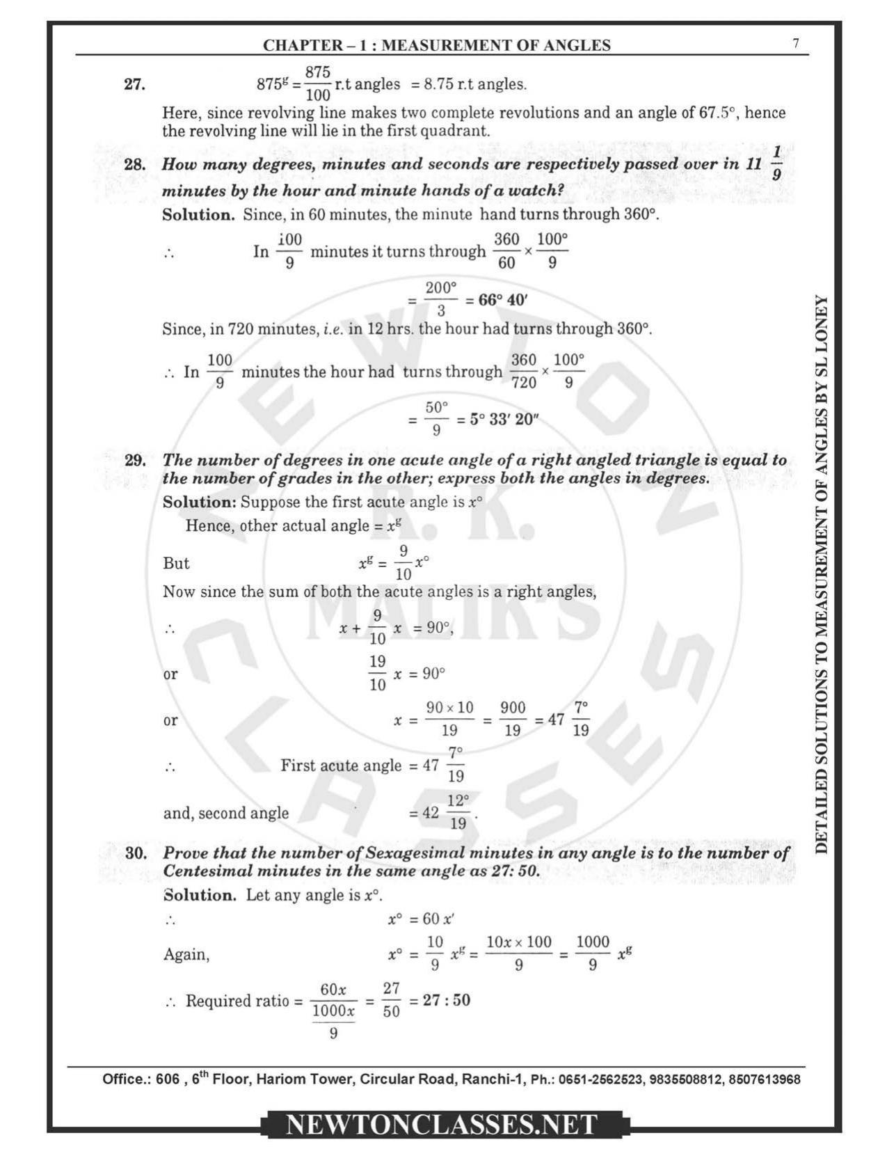 SL Loney Plane Trigonometry Solutions: Measurement of Angles - Page 7