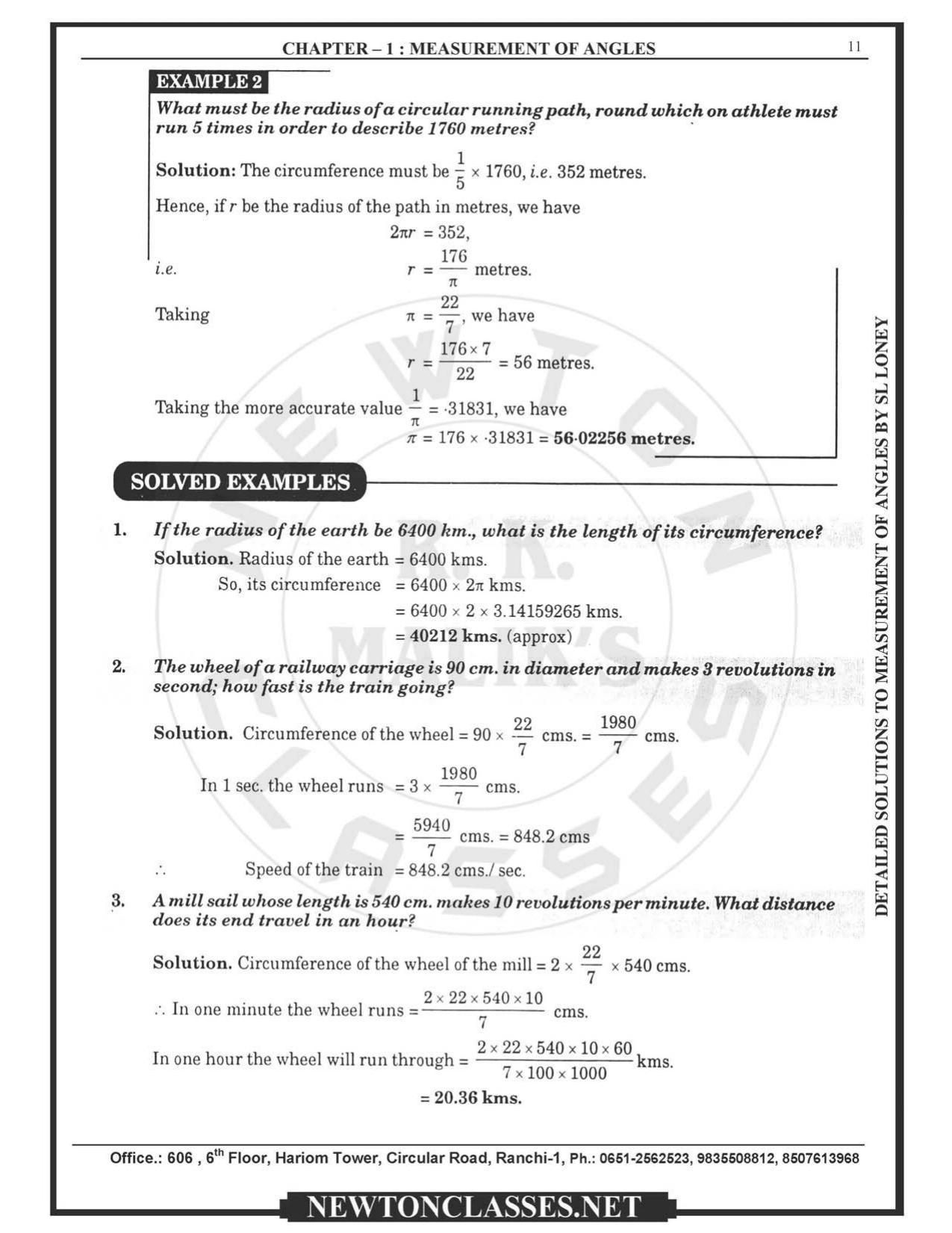 SL Loney Plane Trigonometry Solutions: Measurement of Angles - Page 11