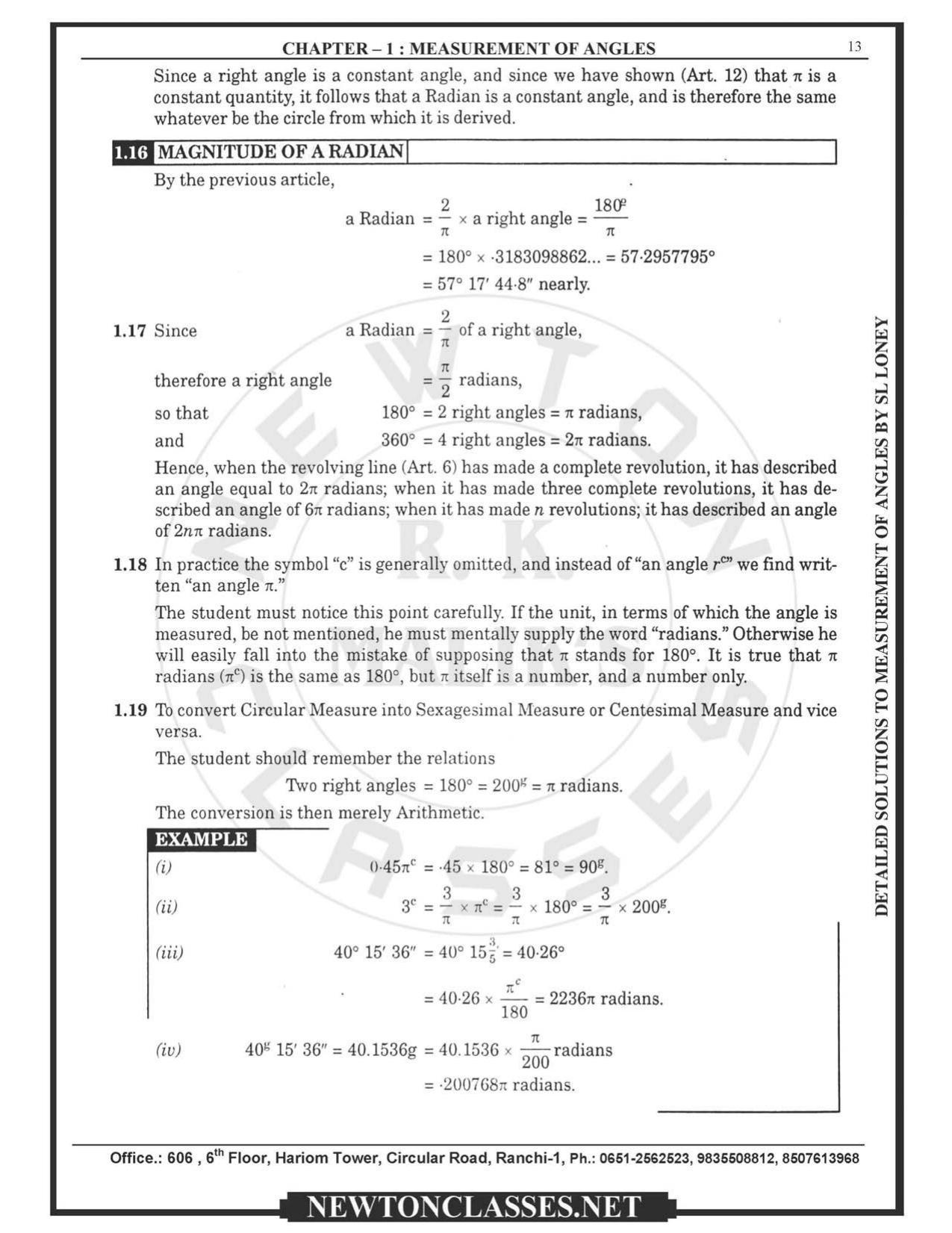 SL Loney Plane Trigonometry Solutions: Measurement of Angles - Page 13