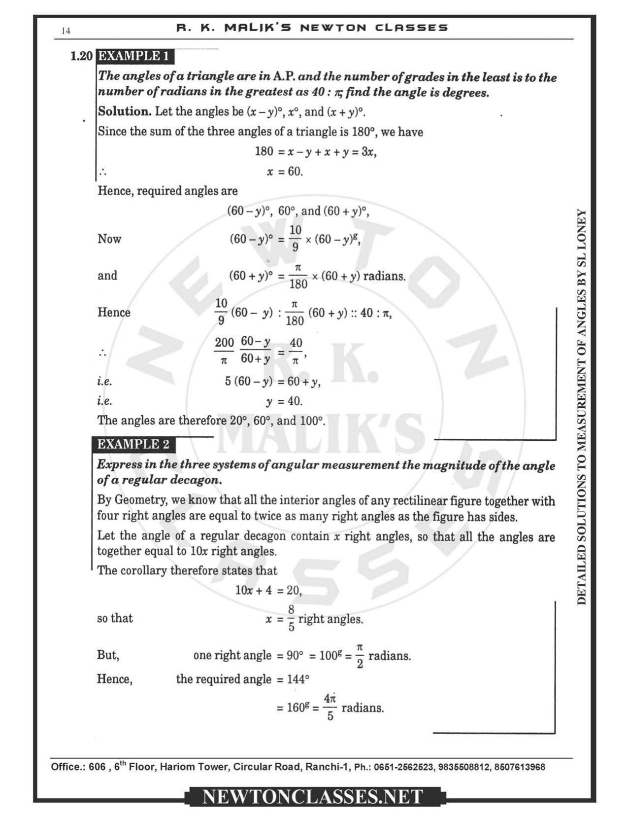 SL Loney Plane Trigonometry Solutions: Measurement of Angles - Page 14