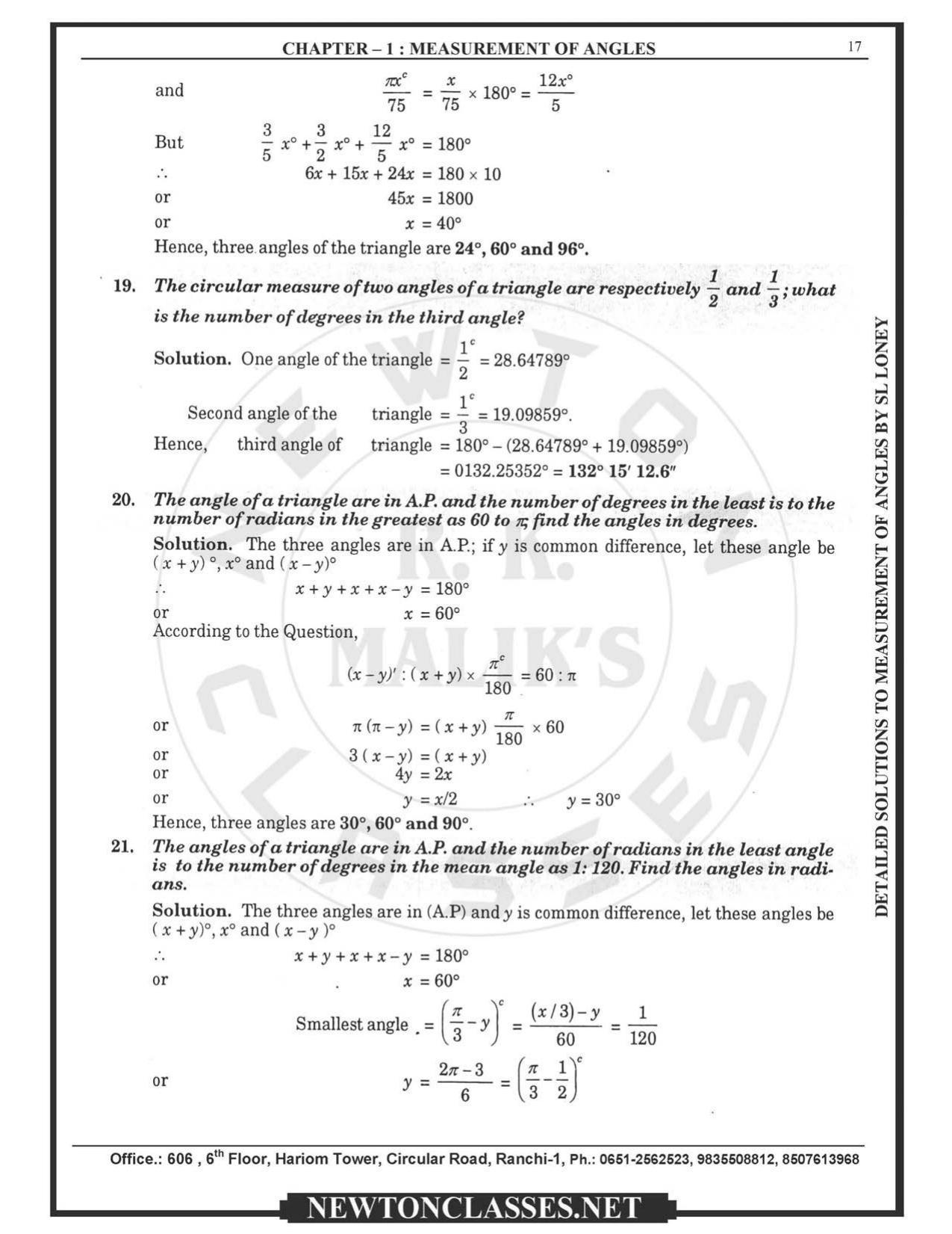 SL Loney Plane Trigonometry Solutions: Measurement of Angles - Page 17